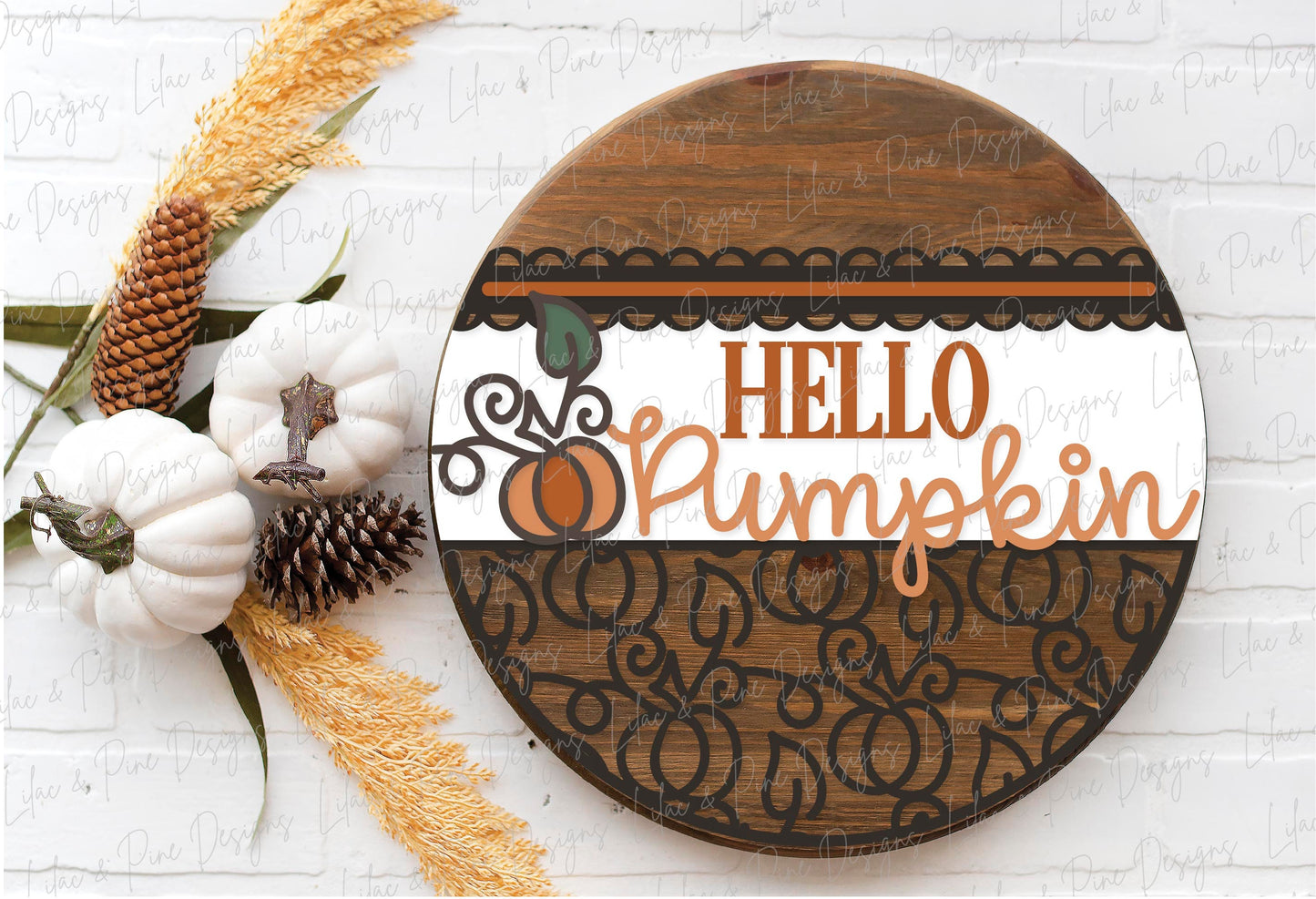 Hello Pumpkin door hanger SVG, Pumpkin welcome sign SVG, Fall door hanger svg, Fall porch decor, Autumn svg, Glowforge SVG, laser cut file