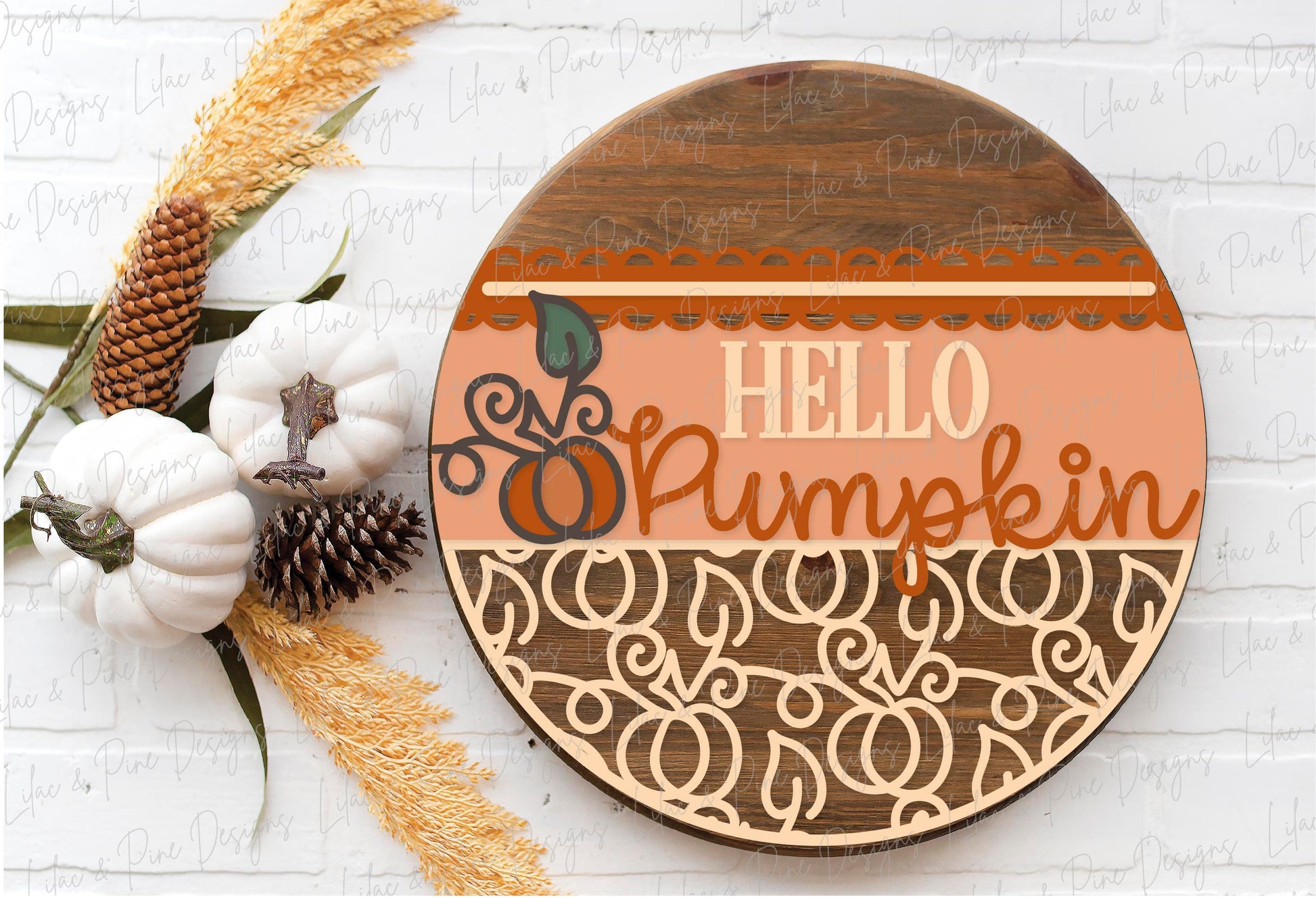Hello Pumpkin door hanger SVG, Pumpkin welcome sign SVG, Fall door hanger svg, Fall porch decor, Autumn svg, Glowforge SVG, laser cut file