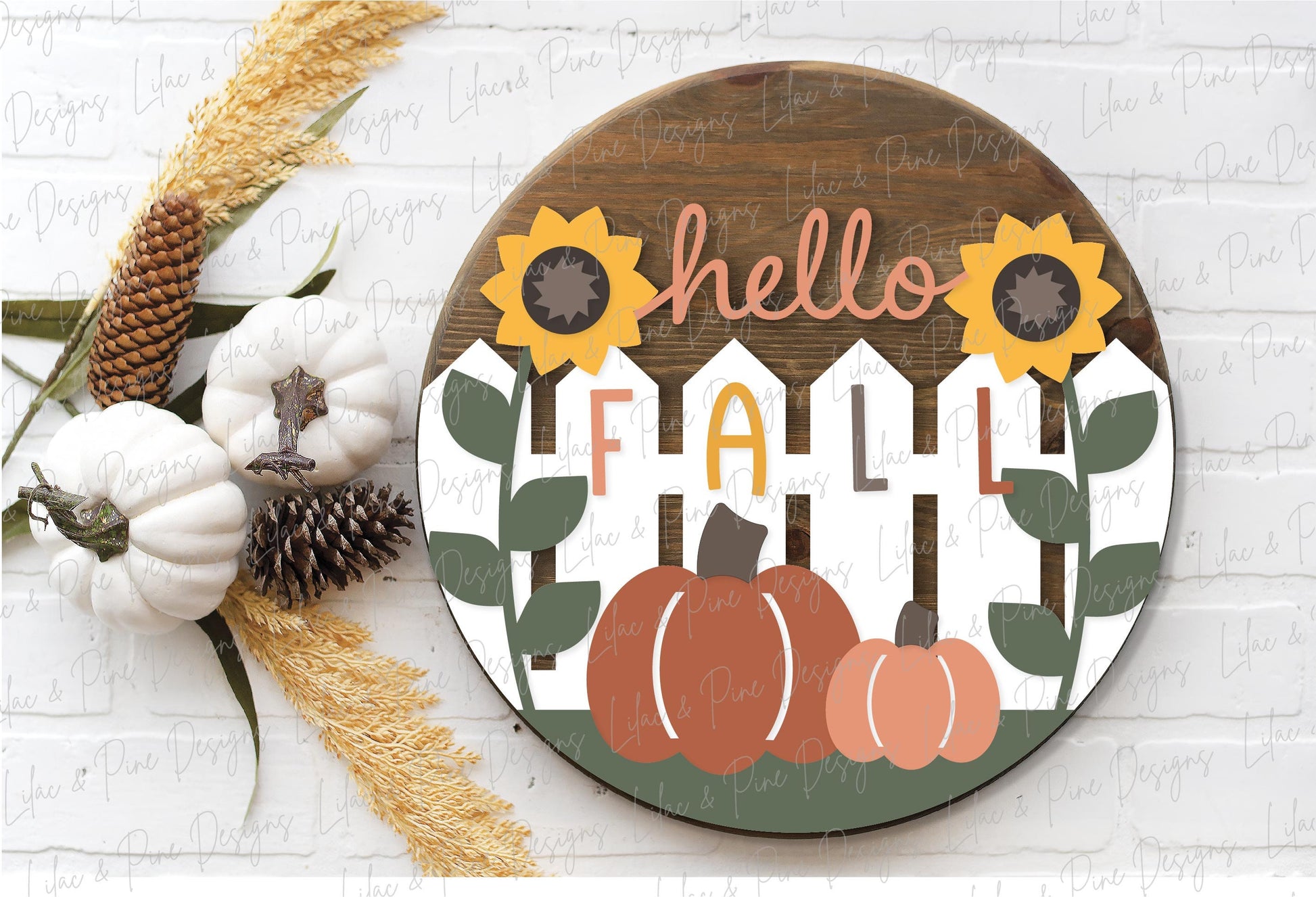 Hello Fall door hanger SVG, Sunflower welcome sign SVG, Pumpkin door hanger svg, Fall porch decor, Autumn svg, Glowforge SVG, laser cut file