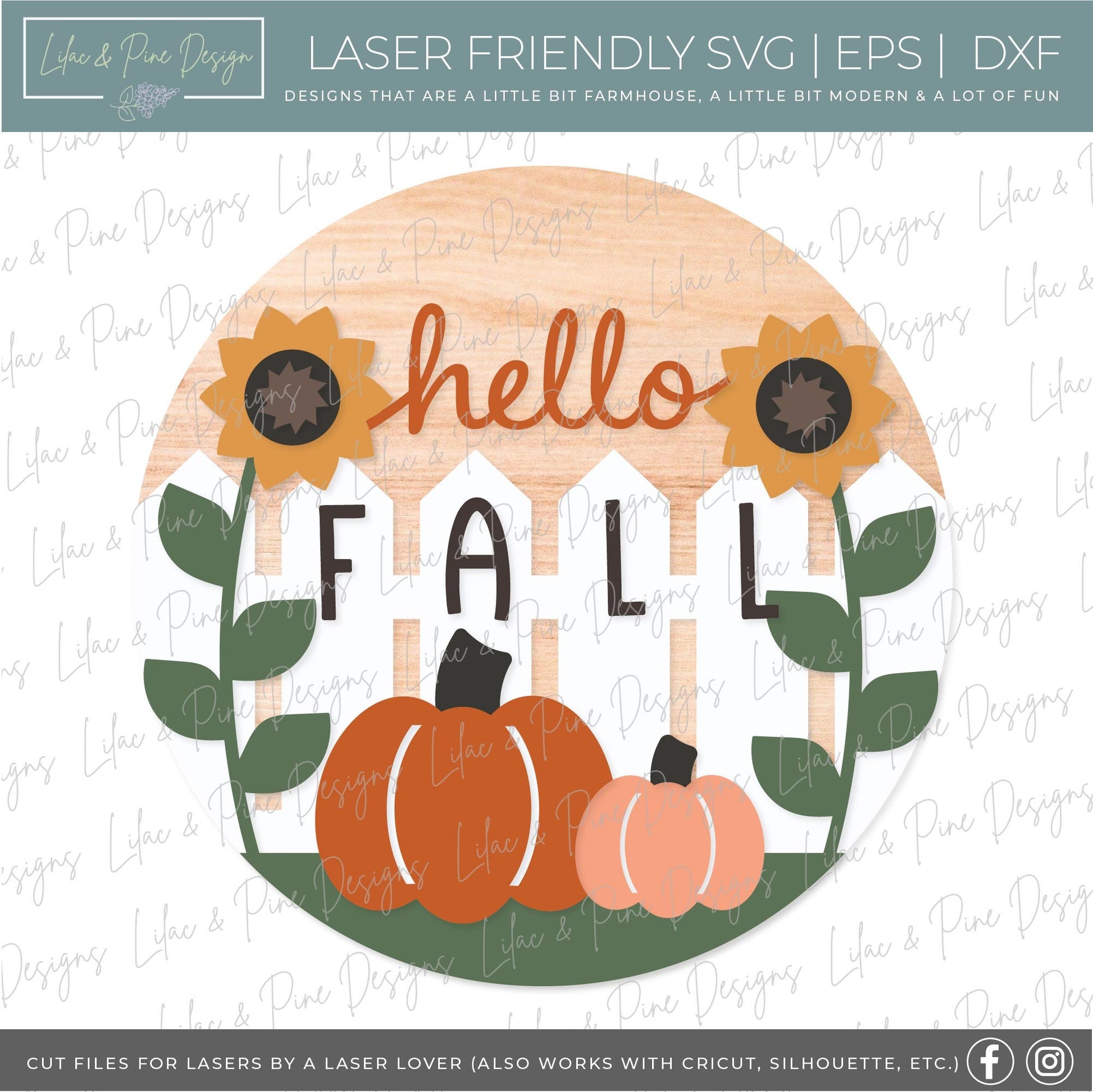 Hello Fall door hanger SVG, Sunflower welcome sign SVG, Pumpkin door hanger svg, Fall porch decor, Autumn svg, Glowforge SVG, laser cut file