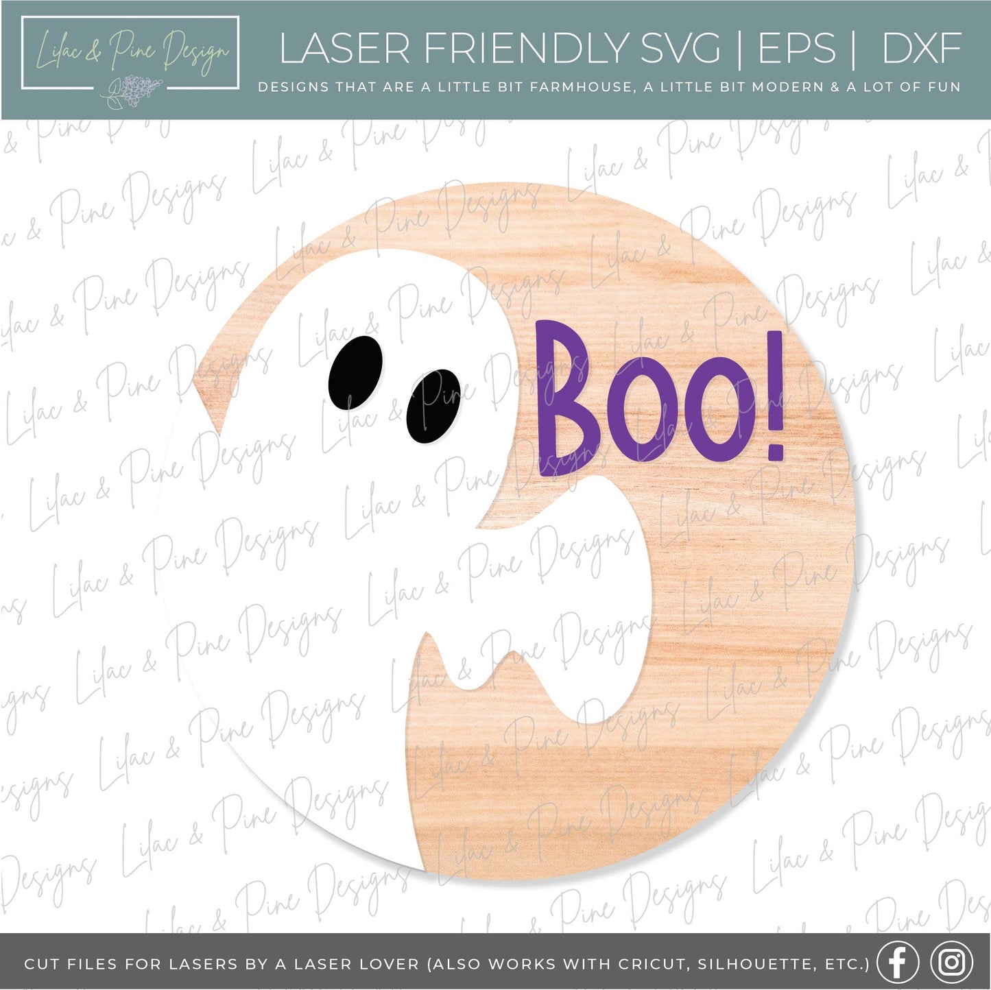 Ghost Halloween door hanger SVG, Boo door hanger, Ghost welcome sign SVG, Boo welcome sign svg, Halloween porch decor, Glowforge laser SVG