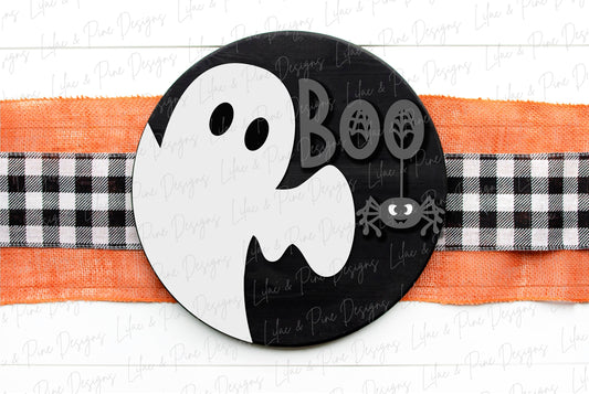 Ghost Halloween door hanger SVG, Boo door hanger, Ghost welcome sign SVG, Boo welcome sign svg, Halloween porch decor, Glowforge laser SVG