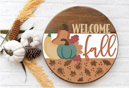 Welcome fall door hanger SVG, Gourd door hanger, Pumpkin welcome sign SVG, gourd welcome sign svg, fall decor, Glowforge SVG, laser cut file