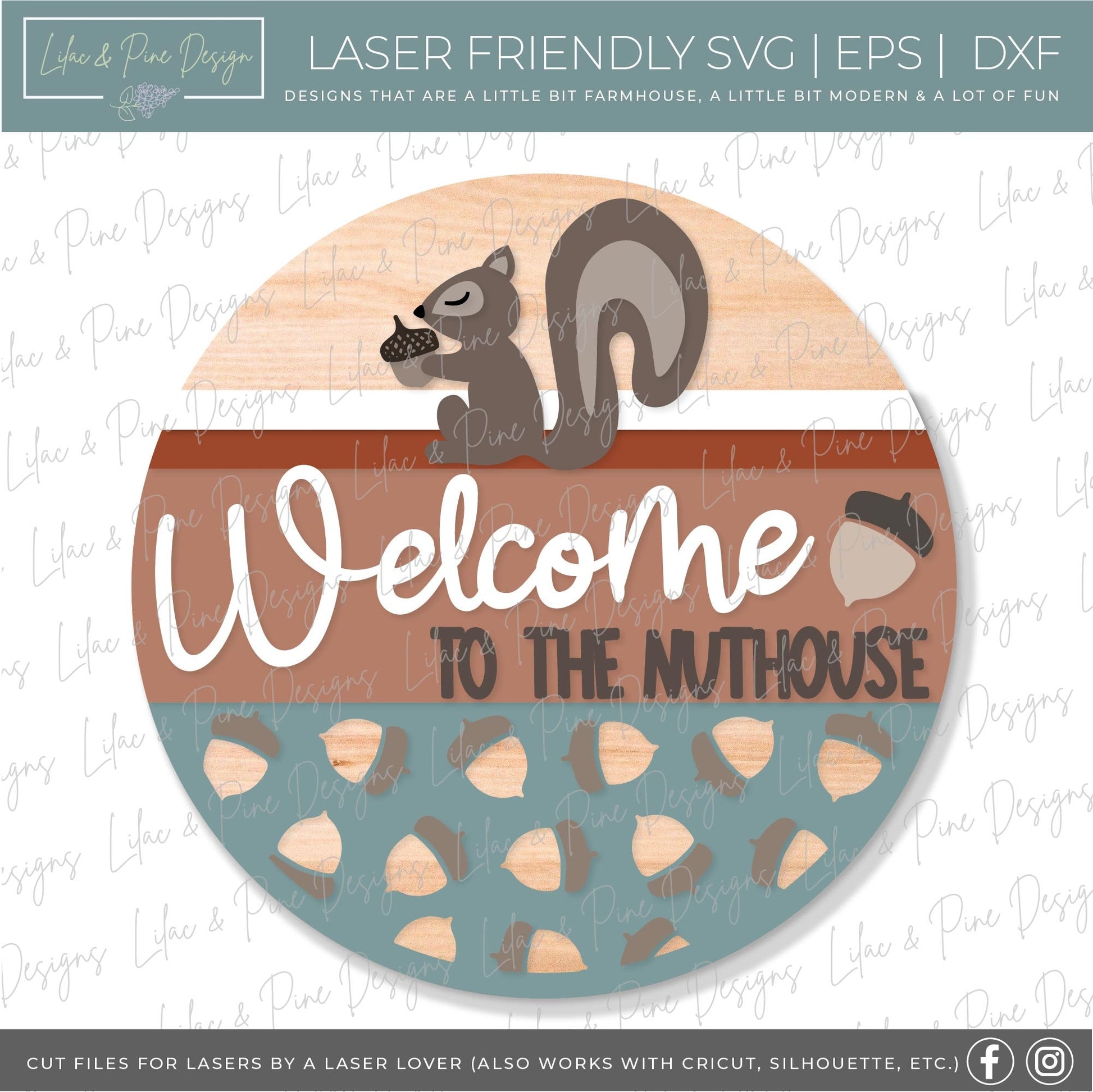 Welcome to the nuthouse door hanger SVG, Squirrel door hanger, Nuthouse welcome sign SVG, fall welcome sign svg, Glowforge laser SVG