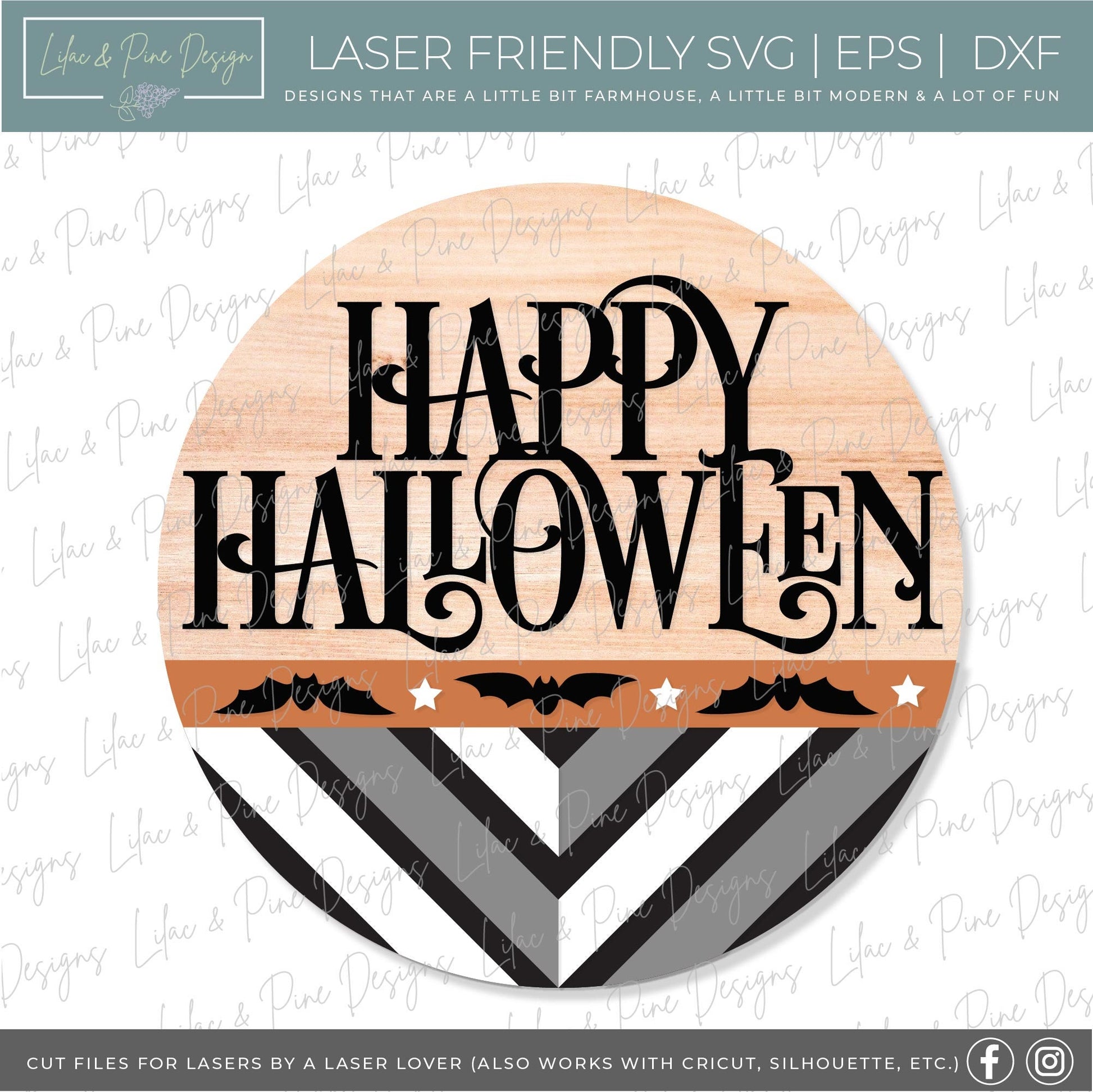 Happy Halloween door hanger SVG, Boho bat door hanger, Boho welcome sign SVG, Halloween welcome sign, Halloween decor, Glowforge laser SVG