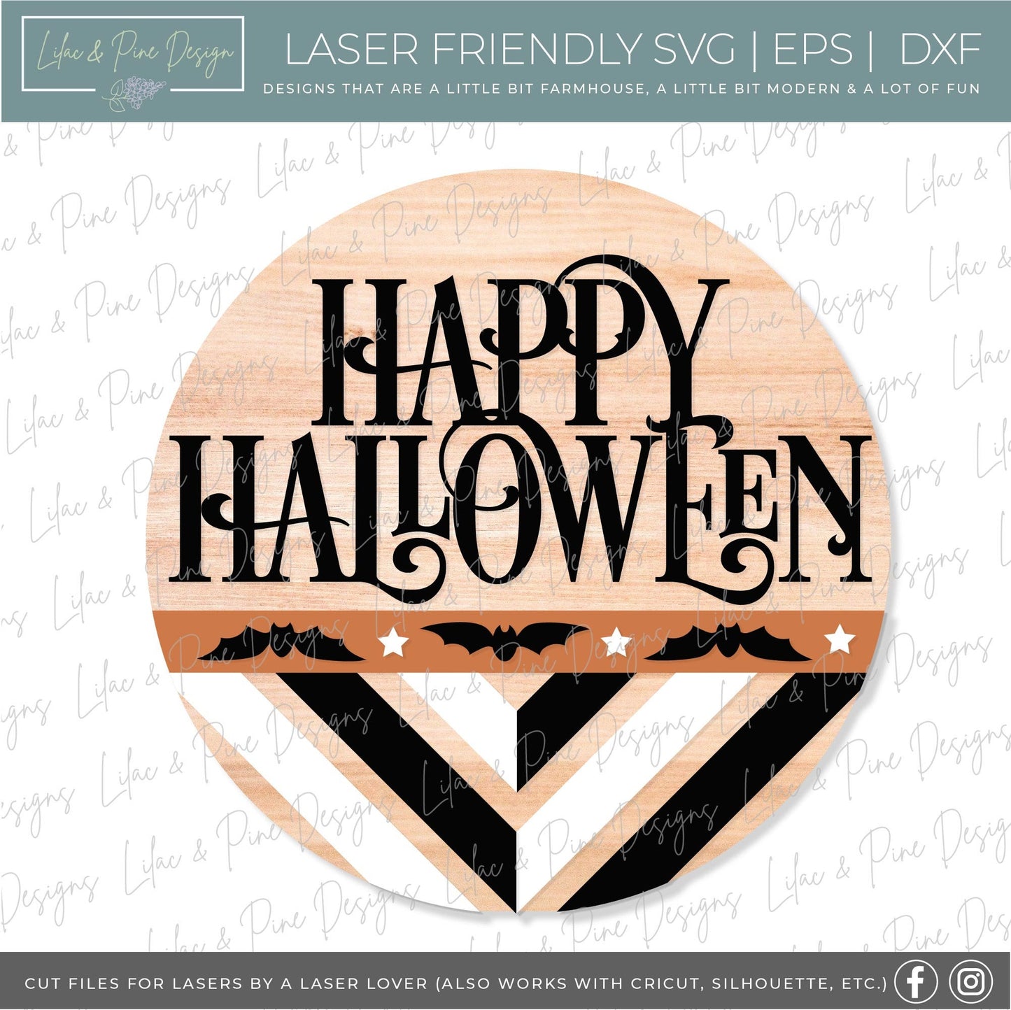 Happy Halloween door hanger SVG, Boho bat door hanger, Boho welcome sign SVG, Halloween welcome sign, Halloween decor, Glowforge laser SVG