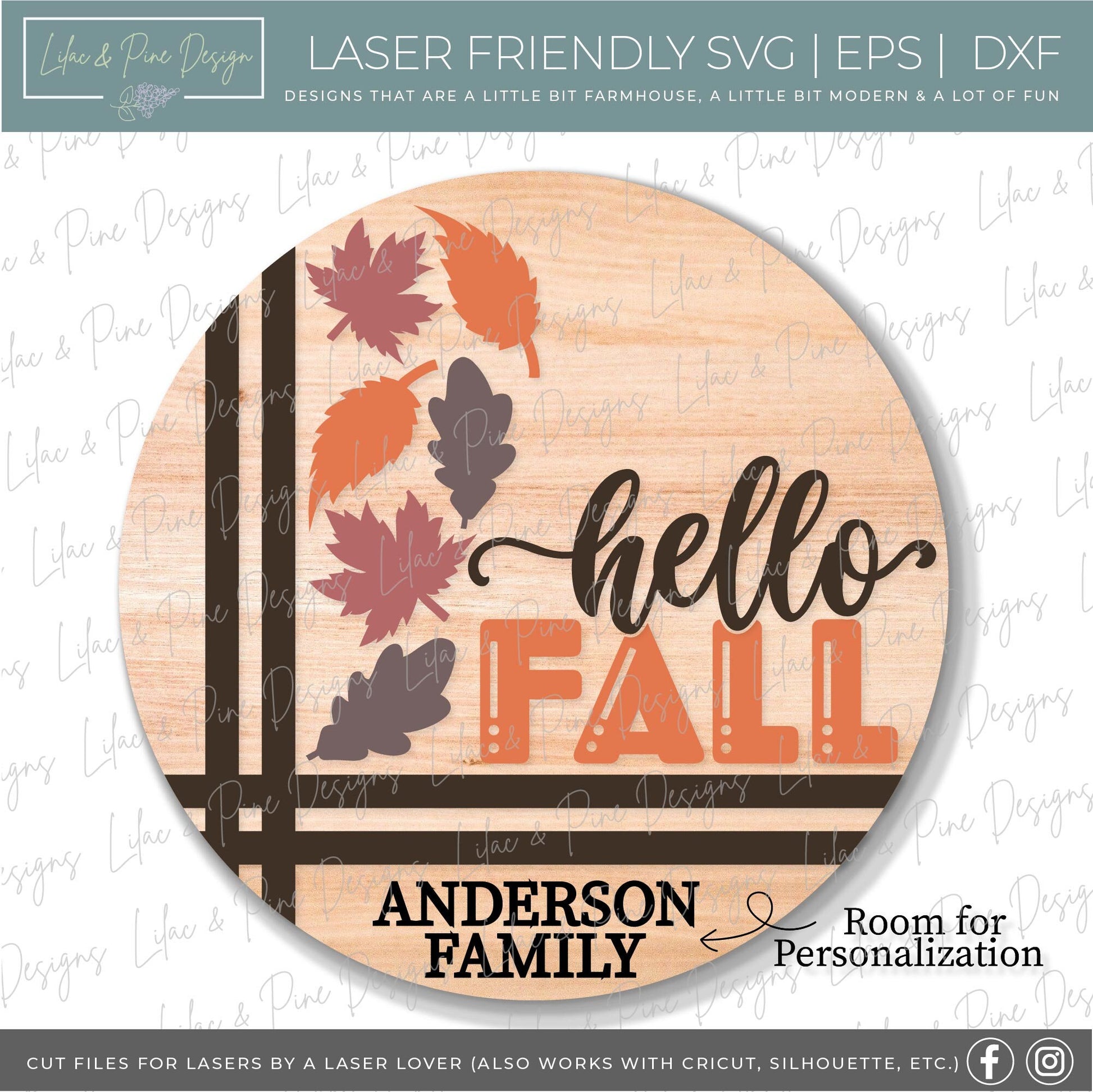 Hello Fall door hanger SVG, Fall leaves welcome sign SVG, Fall door hanger svg, Fall porch decor svg, Glowforge Svg, laser cut file