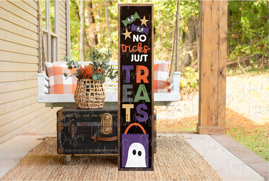 Halloween porch sign SVG, Trick or Treat porch sign SVG, ghost welcome SVG, candy welcome sign, vertical sign svg, Glowforge laser Svg
