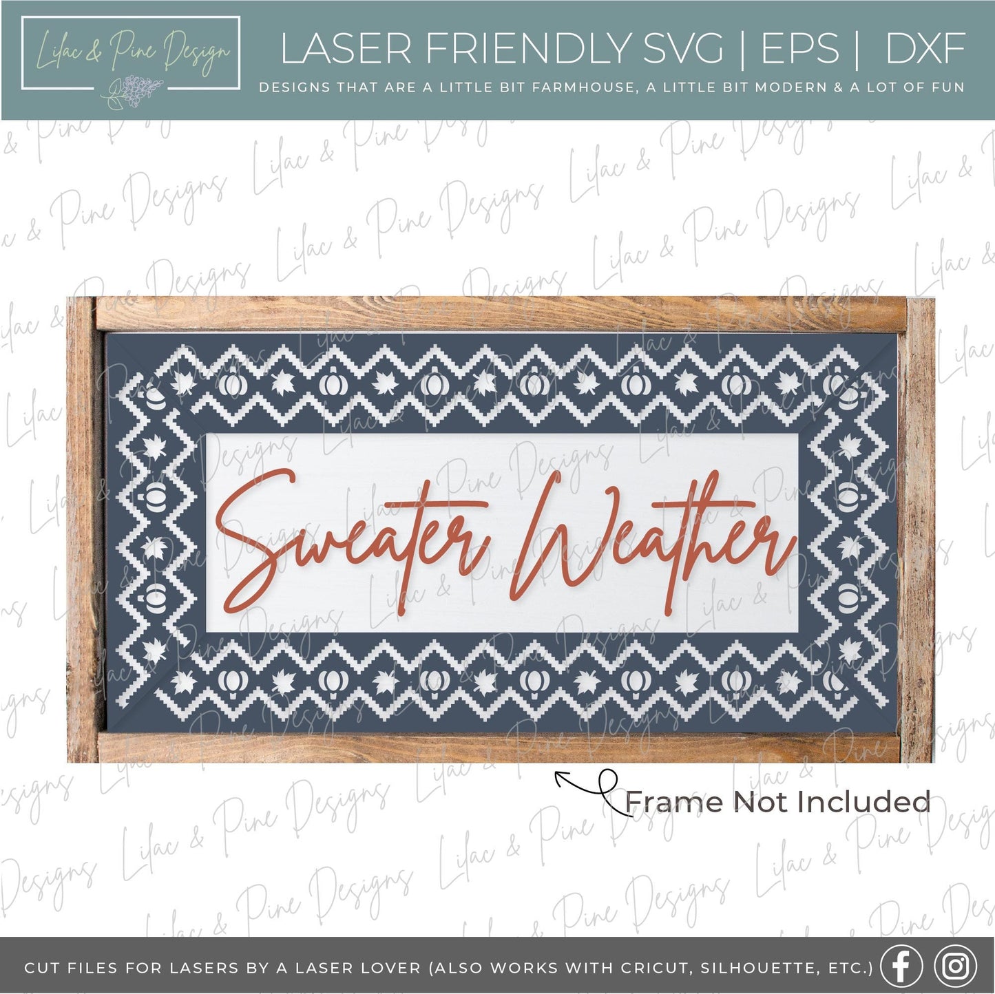Sweater Weather sign svg, Fall sign, pumpkin and leaf sign SVG, sweater pattern svg, boho fall decor, Nordic fall svg, Glowforge laser SVG