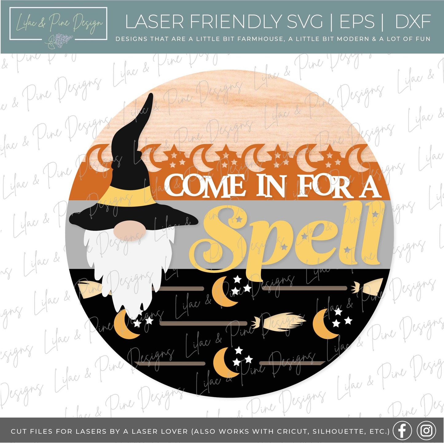 Halloween gnome sign SVG, Come in for a spell SVG, Halloween door hanger SVG, Wizard welcome sign svg, Glowforge Svg, laser cut file