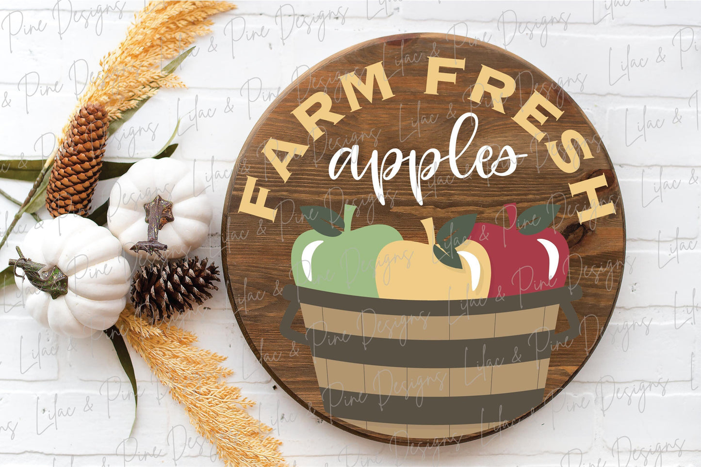 Farm Fresh Apples door hanger SVG, Fall welcome sign SVG, Apple orchard round sign, Fall decor, Fall farmhouse sign, Glowforge laser SVG