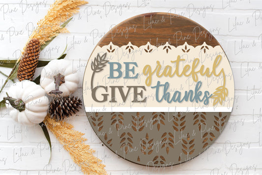 Thanksgiving door hanger SVG, Give Thanks sign SVG, Grateful door hanger svg, Fall porch decor, Fall sign svg, Glowforge SVG, laser cut file