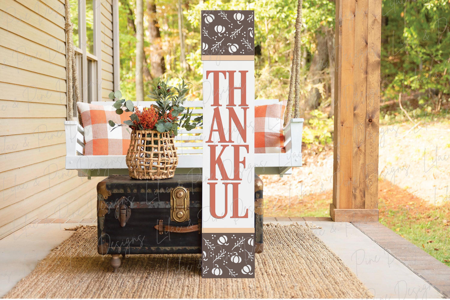 Thankful porch sign SVG, Thanksgiving welcome sign SVG, Fall porch leaner, fall porch decor, vertical sign, Glowforge Svg, laser cut file