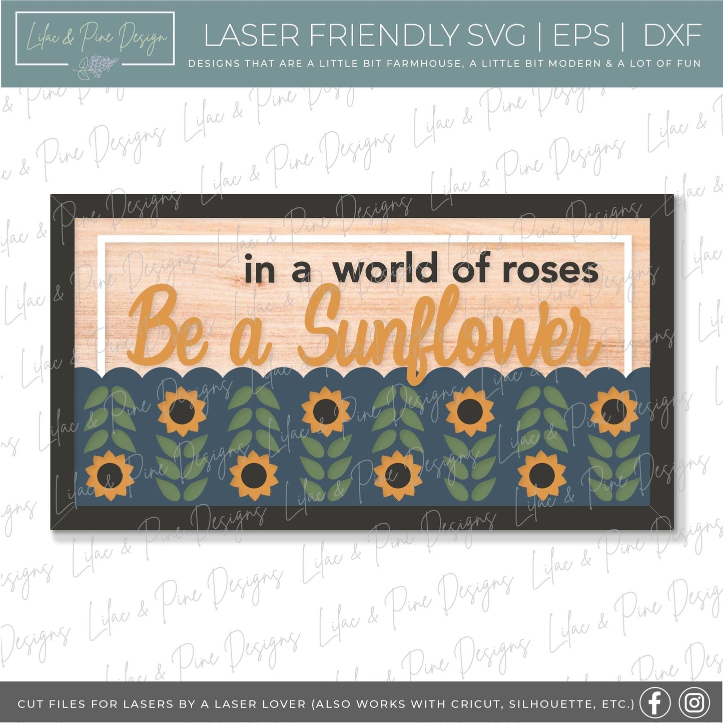 In a World of Roses be a Sunflower sign SVG, fall sign SVG, sunflower decor svg, sunflower quote svg, Glowforge SVG, laser cut file