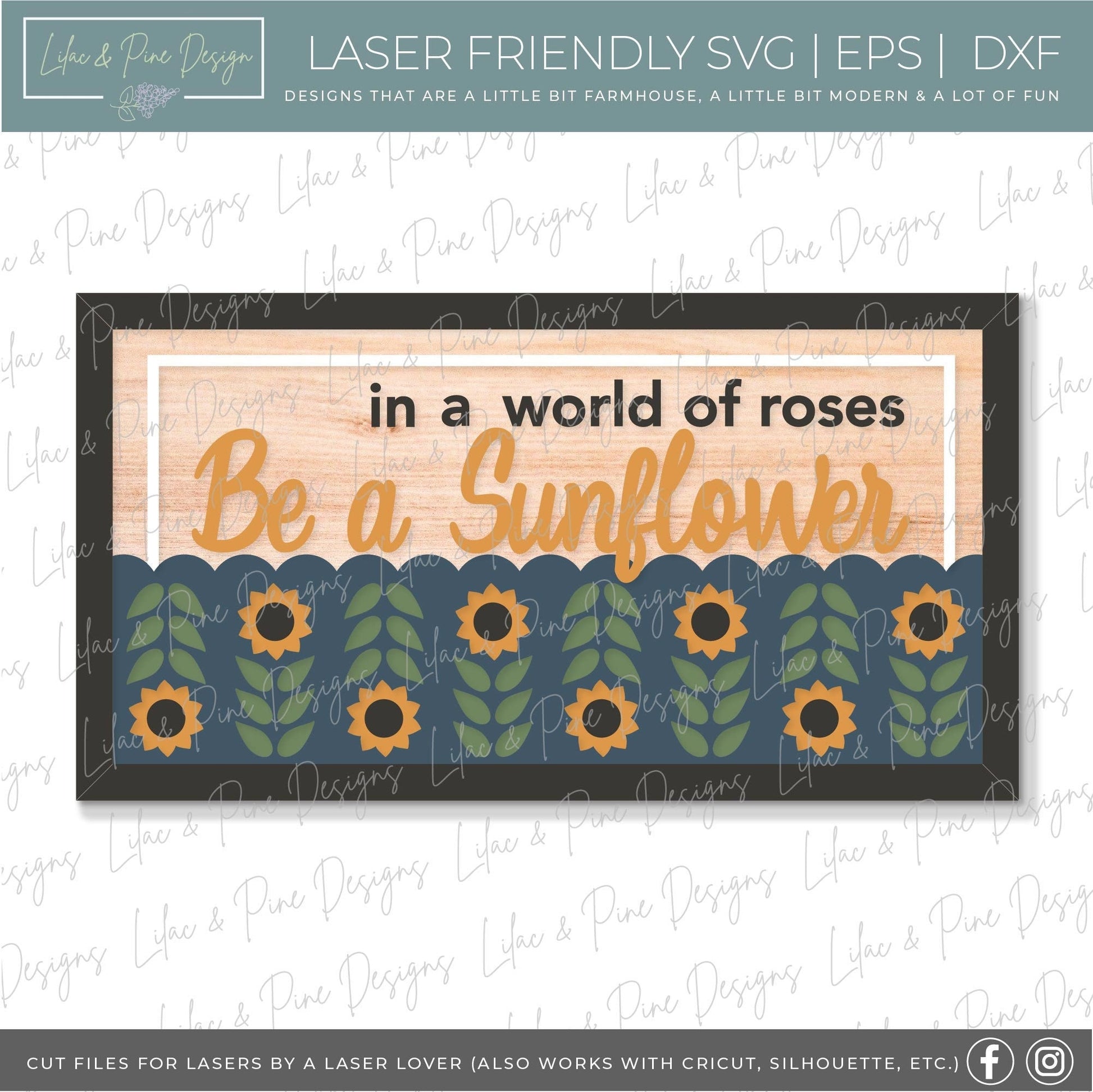 In a World of Roses be a Sunflower sign SVG, fall sign SVG, sunflower decor svg, sunflower quote svg, Glowforge SVG, laser cut file
