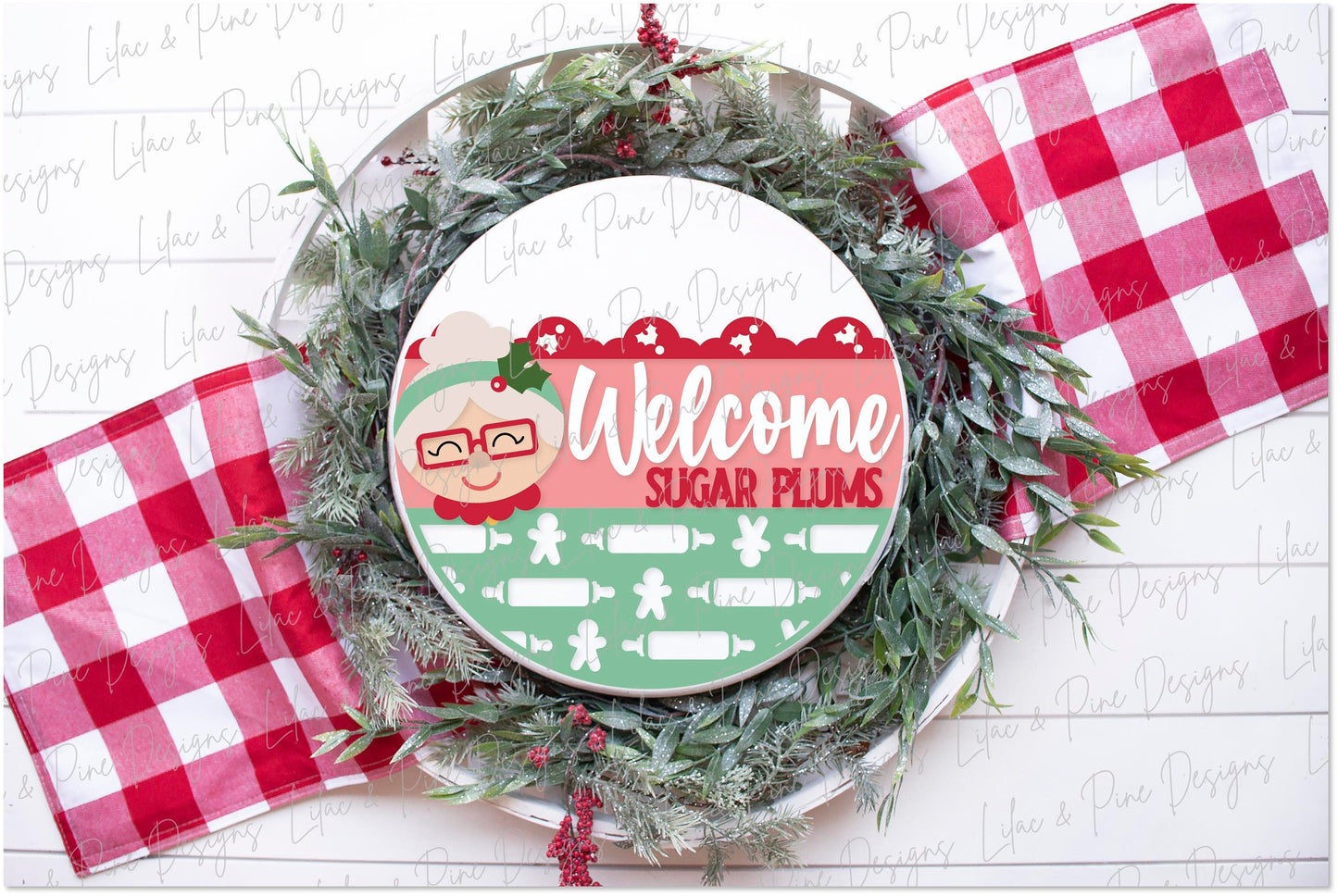 Welcome Sugar Plums SVG, Mrs Claus welcome sign SVG, Christmas door hanger SVG, Christmas welcome sign svg, Glowforge Svg, laser cut file
