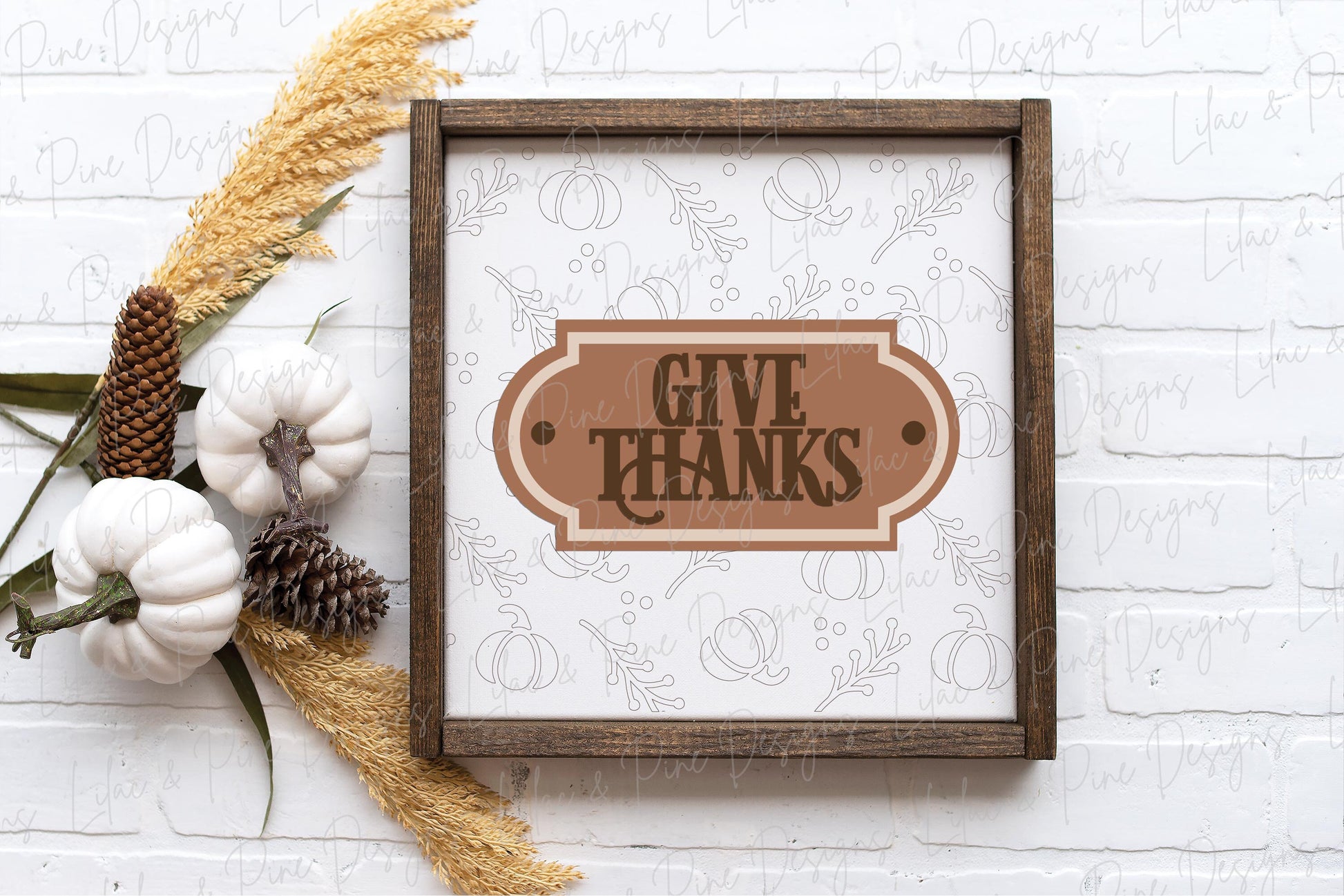 Give Thanks sign SVG, fall sign SVG, pumpkin sign svg, Thanksgiving sign, fall decor, fall farmhouse svg, Glowforge SVG, laser cut file