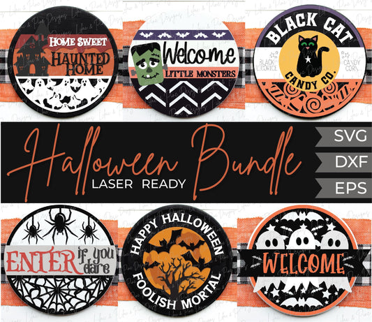 Halloween welcome sign bundle, Halloween door hanger SVG, spooky sign SVG, enter if you dare svg, ghost svg, Glowforge SVG, laser cut file