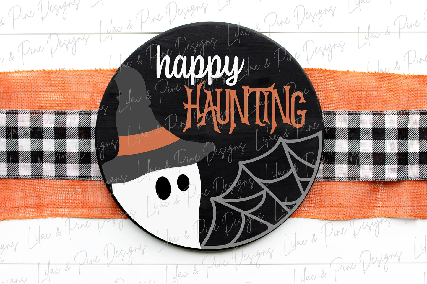 Halloween welcome sign SVG, ghost door hanger SVG, spiderweb door hanger SVG, happy haunting sign svg, Glowforge Svg, laser cut file