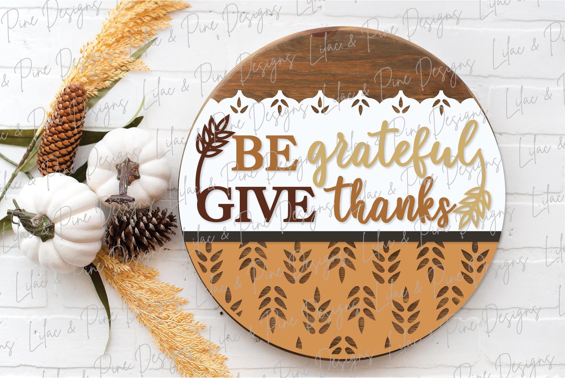 Thanksgiving door hanger SVG, Give Thanks sign SVG, Grateful door hanger svg, Fall porch decor, Fall sign svg, Glowforge SVG, laser cut file