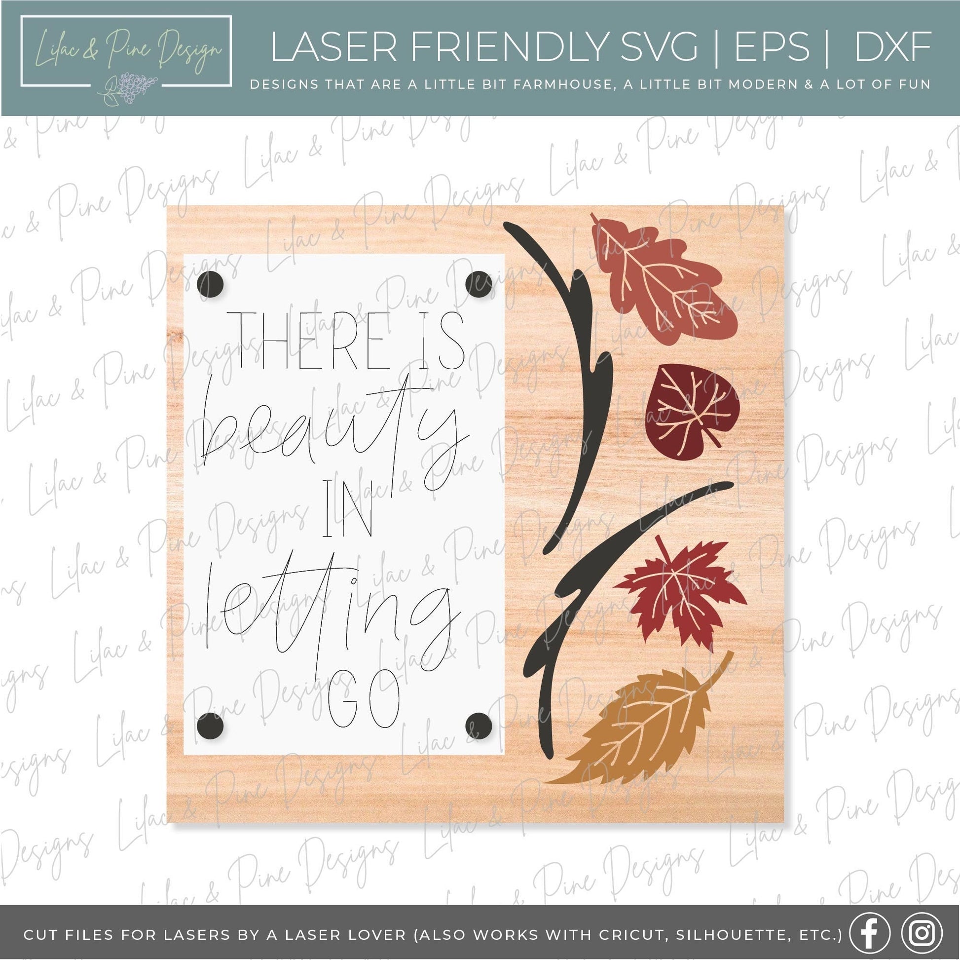 Beauty in letting go sign. Autumn sign svg, fall sign SVG, fall laser svg, fall home decor SVG, Glowforge SVG, laser cut file