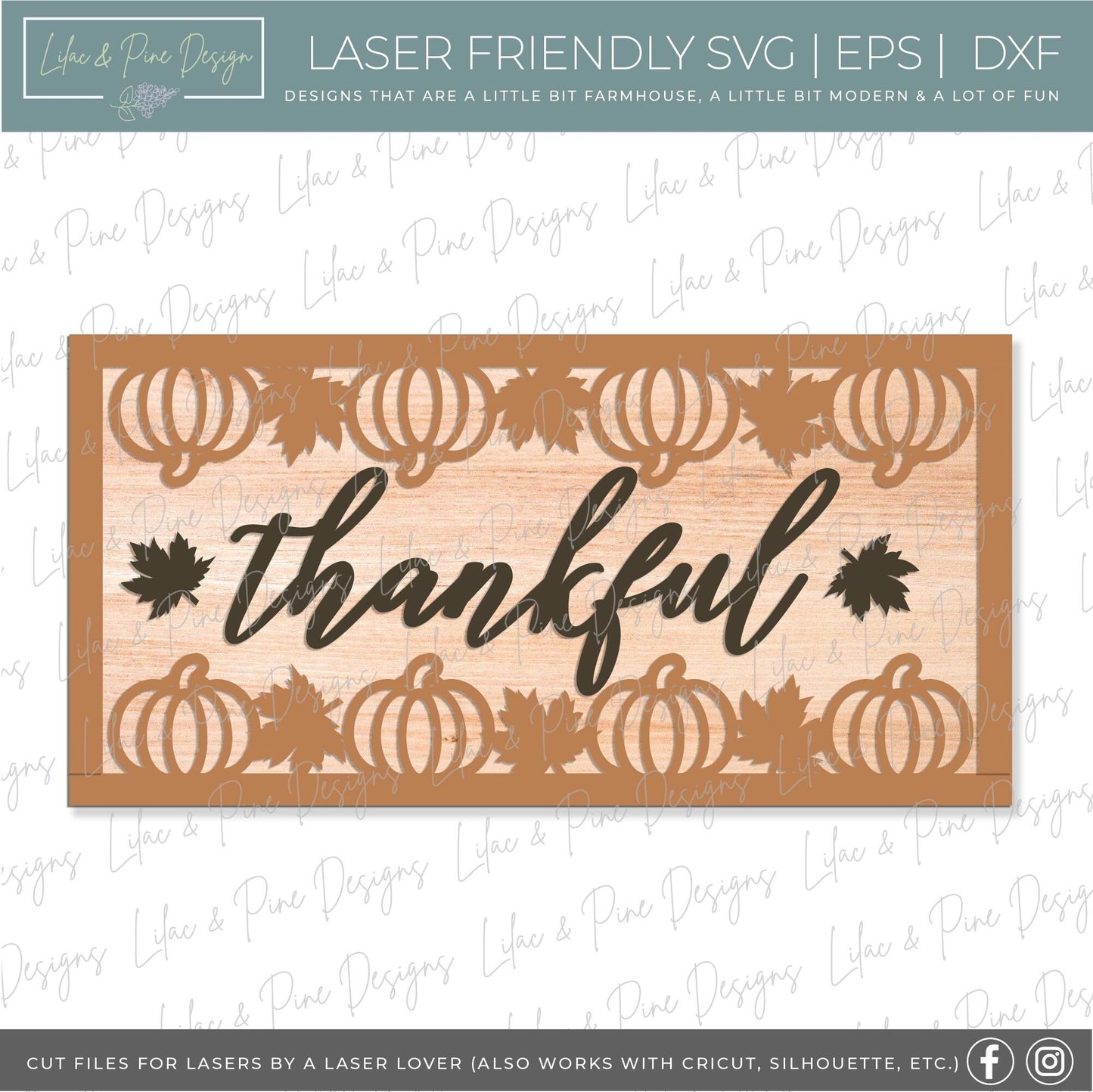 Thankful sign SVG, pumpkin fall sign SVG, Thanksgiving sign svg, fall decor svg, Thanksgiving decor svg, Glowforge SVG, laser cut file