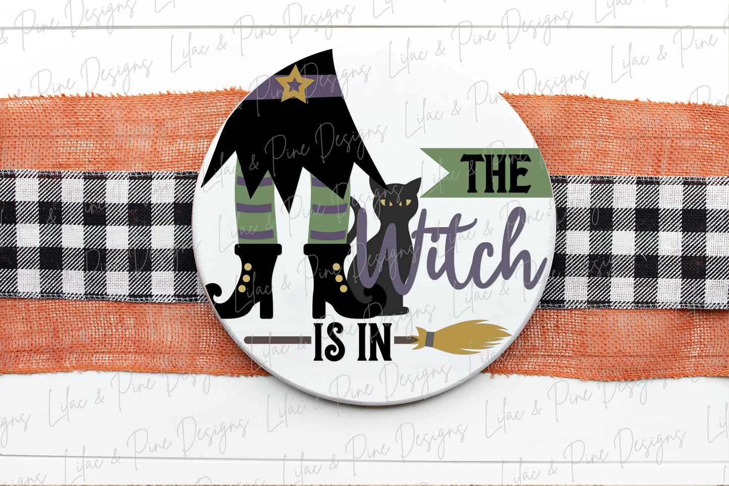 Halloween sign SVG, The Witch is In sign SVG, Halloween door hanger SVG, Witch welcome sign, black cat svg, Glowforge Svg, laser cut file