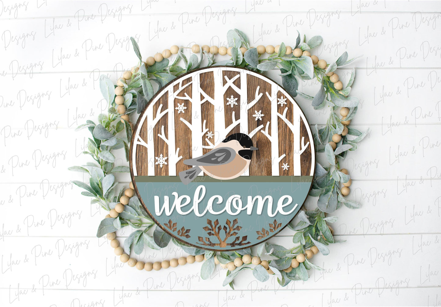 Chickadee Welcome SVG, Winter welcome sign SVG, Christmas door hanger SVG, Winter door hanger, snow bird svg, Glowforge Svg, laser cut file