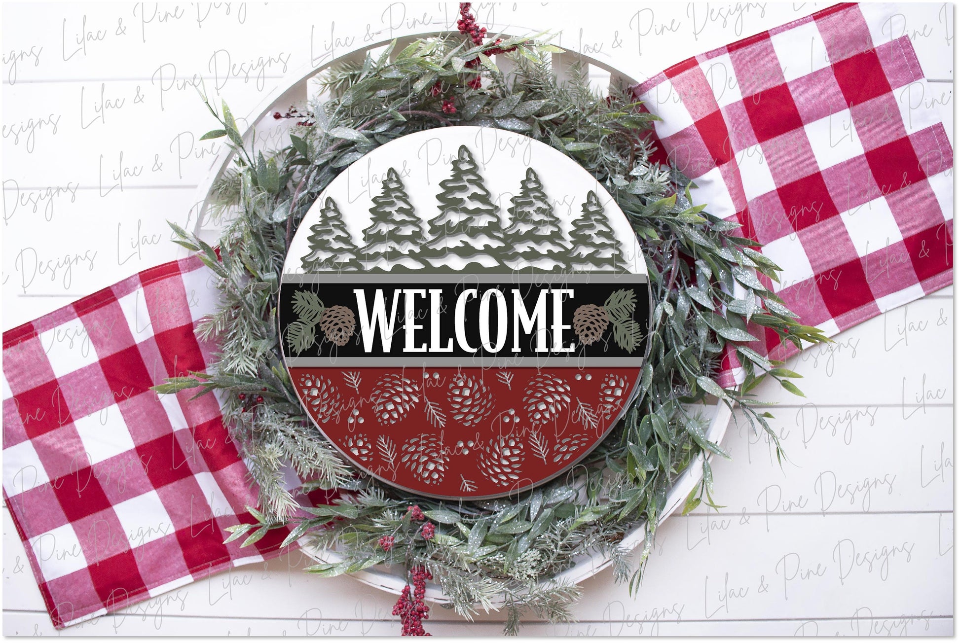 Christmas Welcome SVG, Winter welcome sign, Winter door hanger SVG, Forest door hanger, rustic winter sign, Glowforge Svg, laser cut file