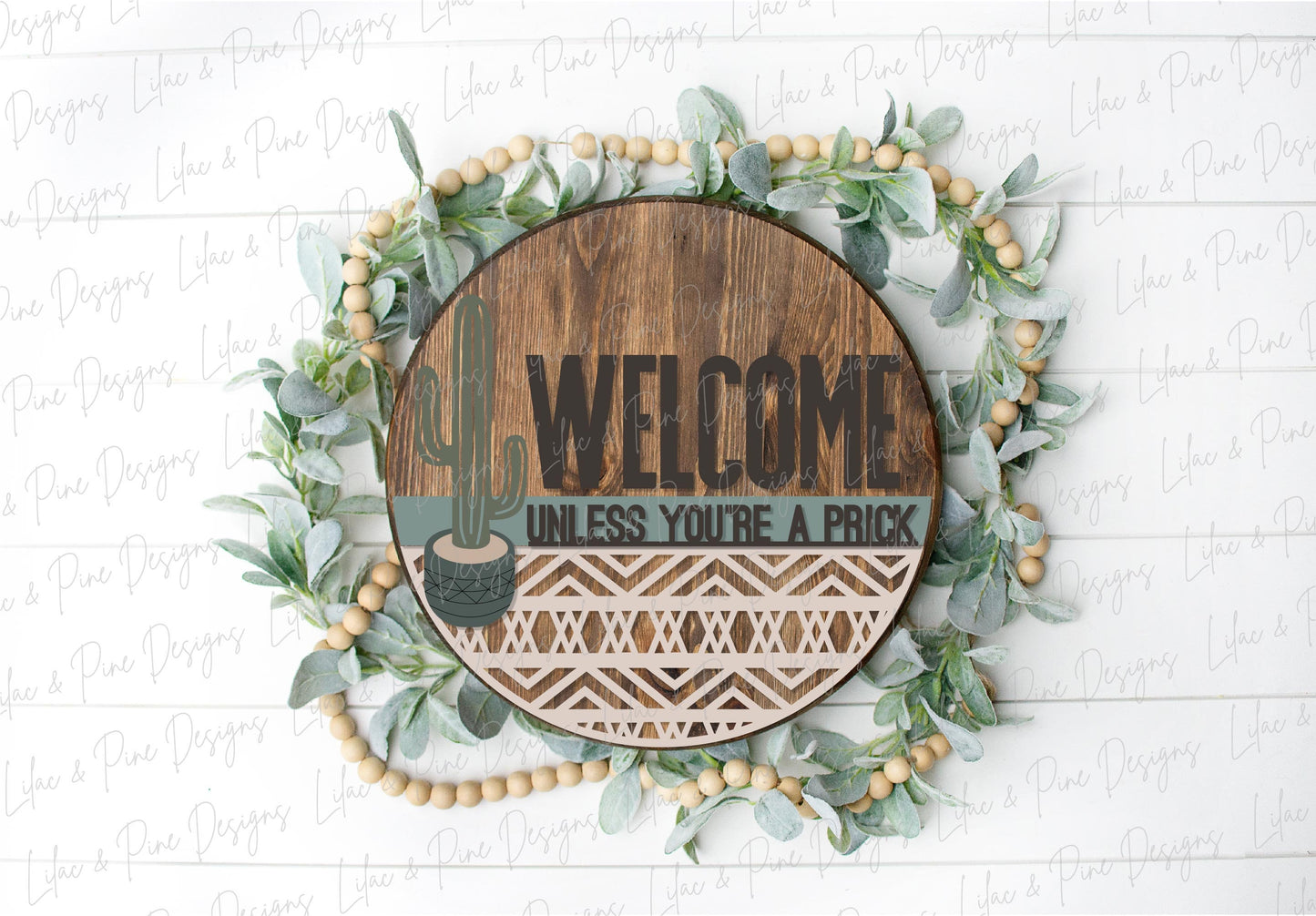 boho cactus sign SVG, cactus door hanger, western welcome sign SVG, cactus Welcome sign SVG, porch sign svg, Glowforge Svg, laser cut file