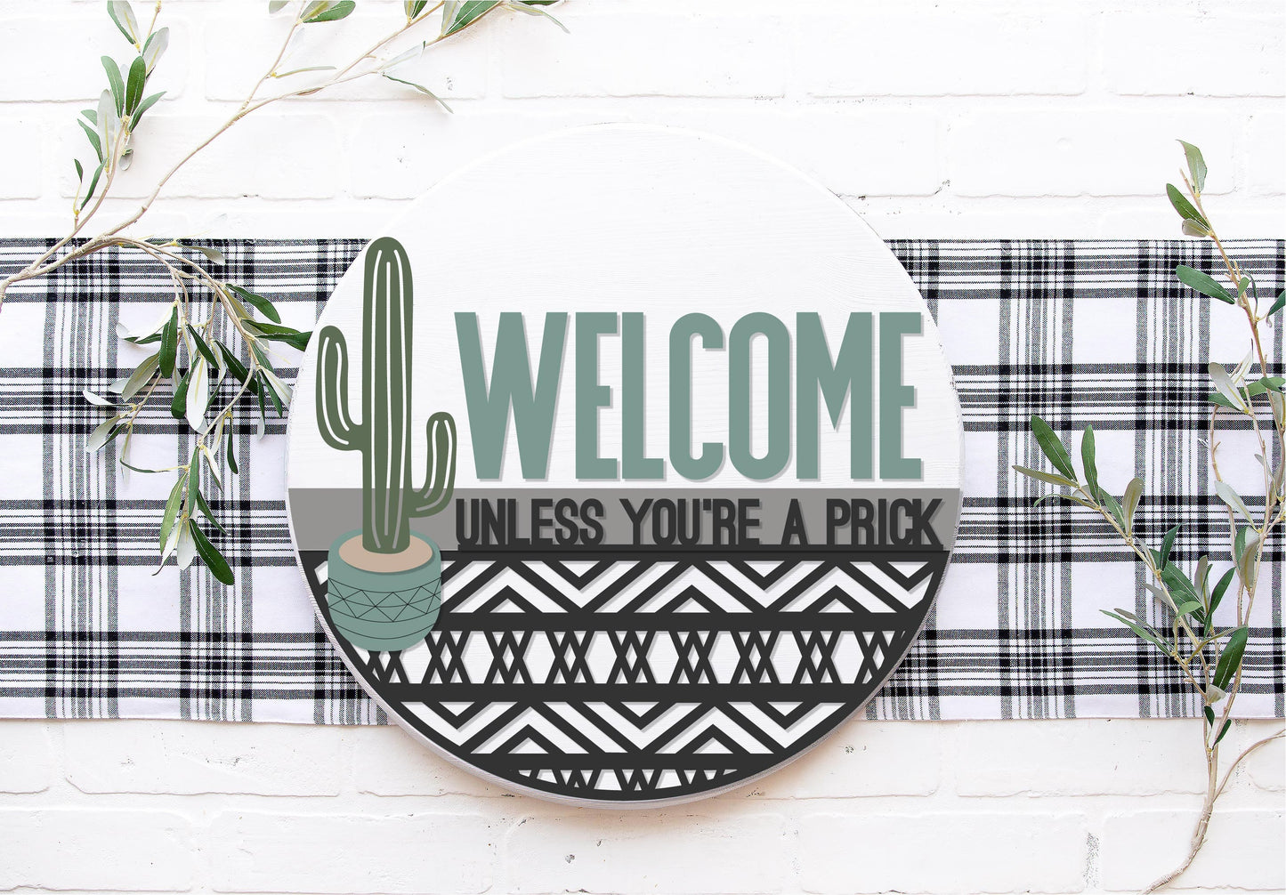 boho cactus sign SVG, cactus door hanger, western welcome sign SVG, cactus Welcome sign SVG, porch sign svg, Glowforge Svg, laser cut file