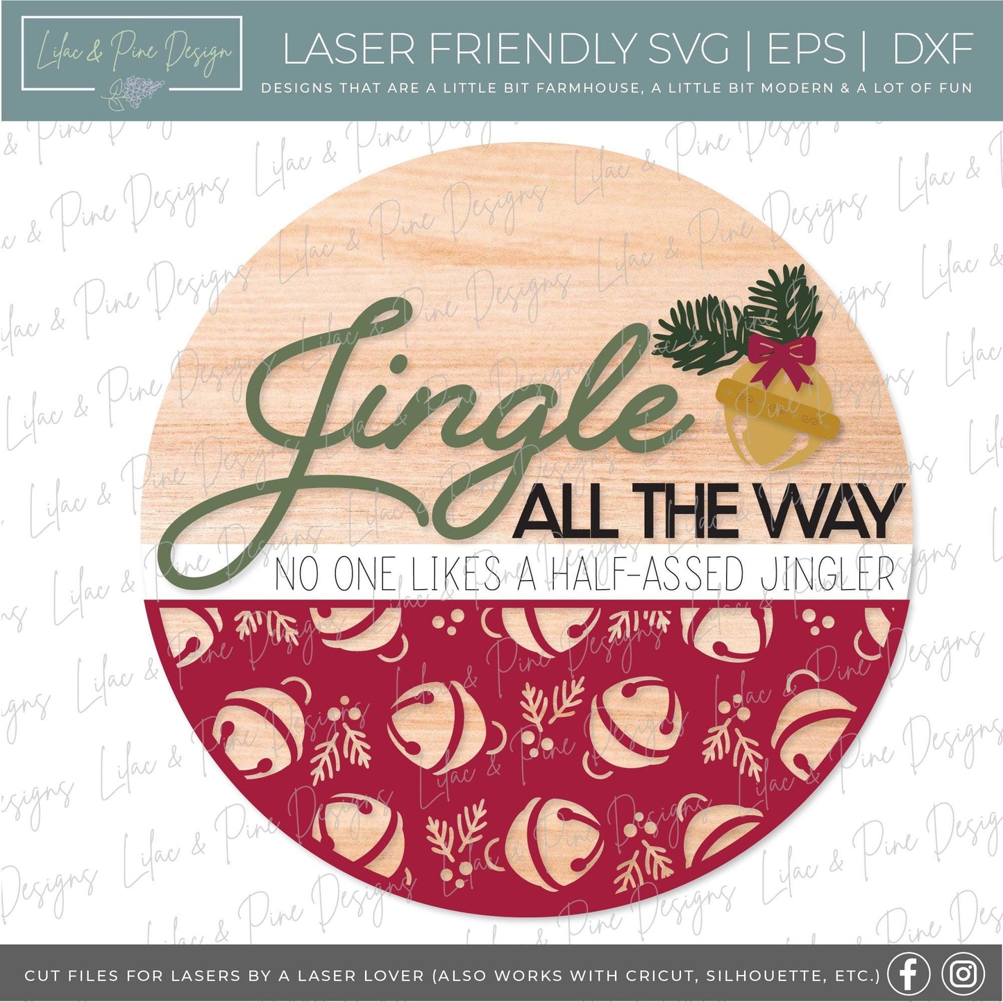Jingle All the Way sign SVG, Christmas welcome sign SVG, Christmas door hanger SVG, Funny Christmas sign, Glowforge Svg, laser cut file