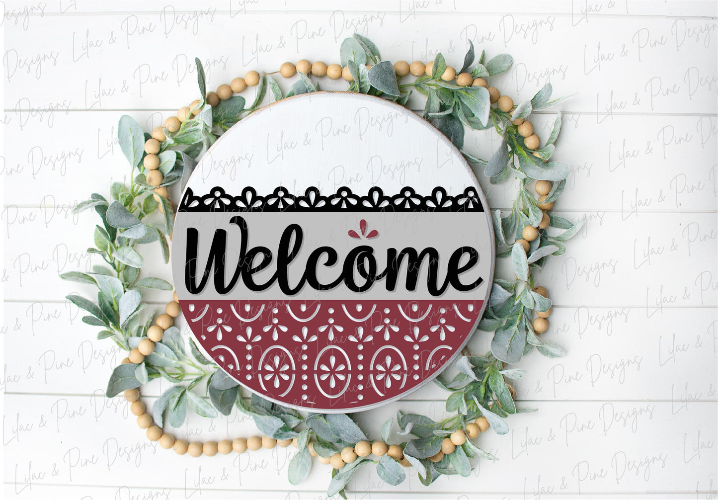 Welcome door sign SVG, Vintage pattern door hanger, Welcome door hanger SVG, floral welcome sign SVG, Glowforge svg file, laser cut file