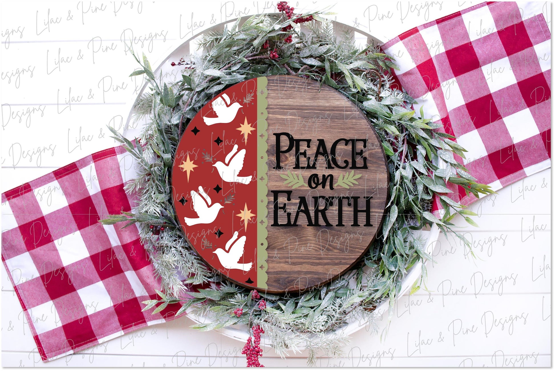 Christmas door hanger SVG, Peace on Earth sign SVG, Dove sign SVG, Christmas decor svg, Christian decor, Glowforge Svg, laser cut file