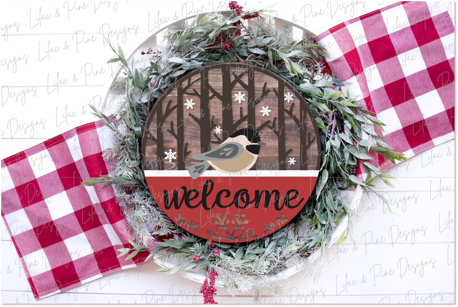 Chickadee Welcome SVG, Winter welcome sign SVG, Christmas door hanger SVG, Winter door hanger, snow bird svg, Glowforge Svg, laser cut file