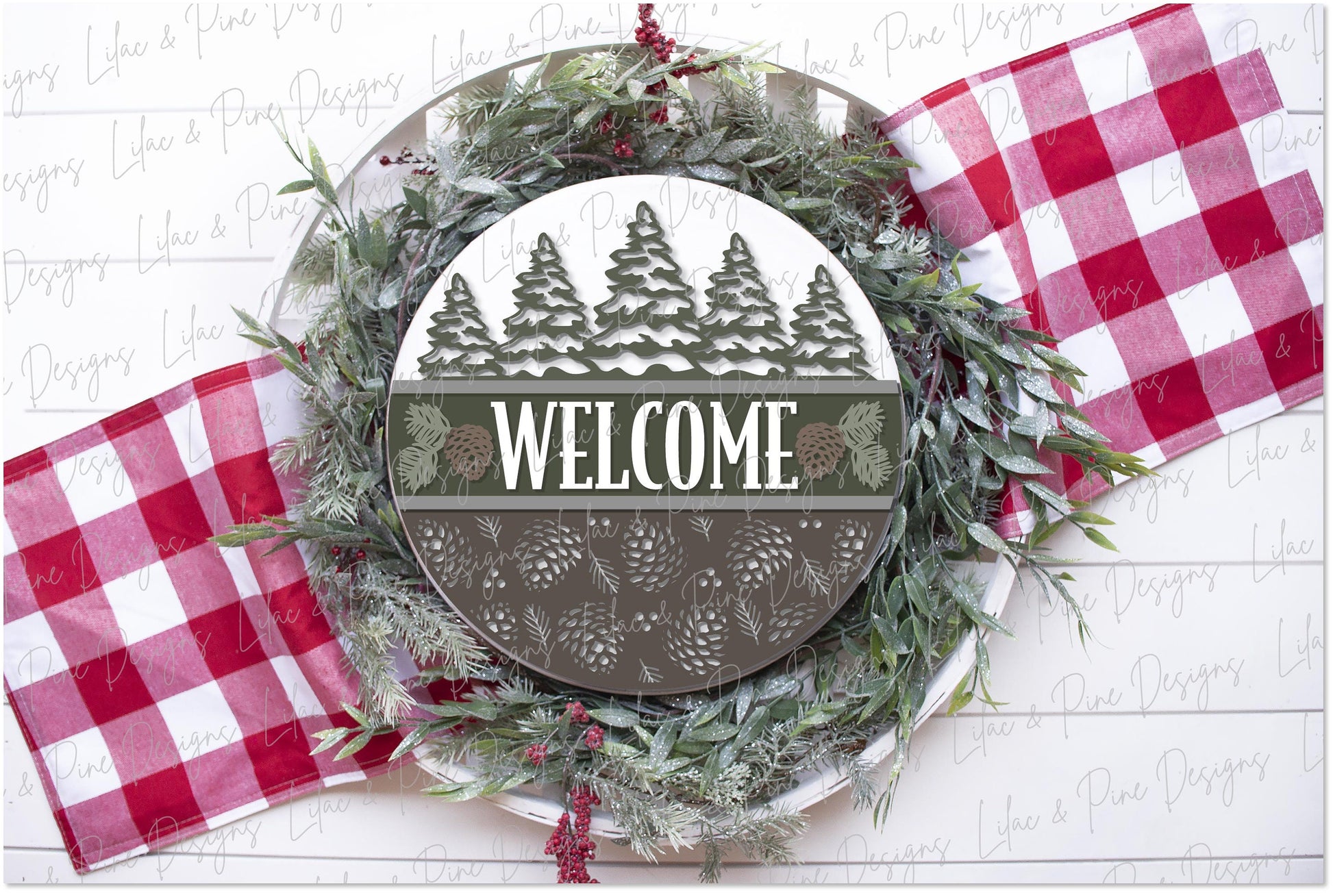 Christmas Welcome SVG, Winter welcome sign, Winter door hanger SVG, Forest door hanger, rustic winter sign, Glowforge Svg, laser cut file