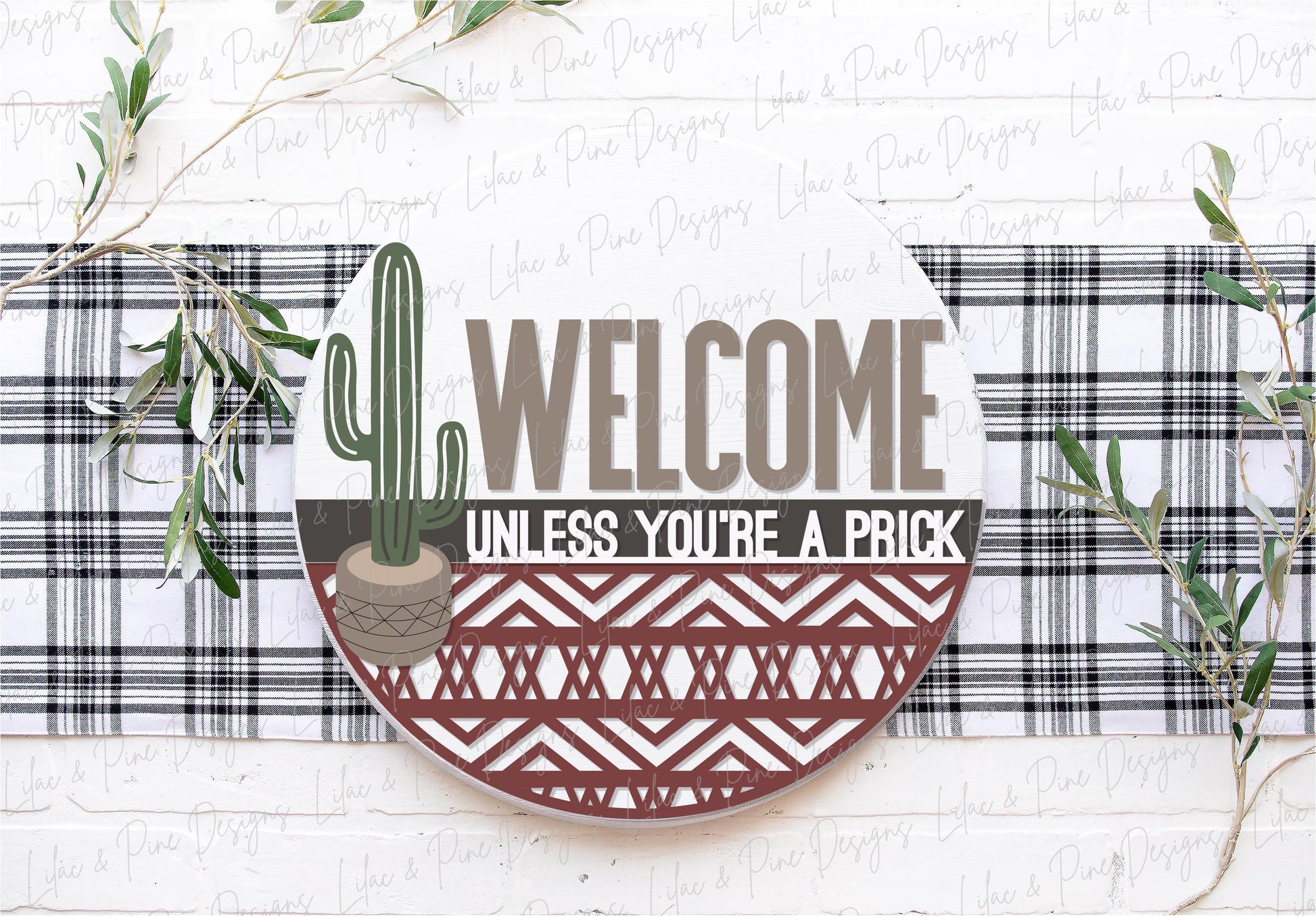 boho cactus sign SVG, cactus door hanger, western welcome sign SVG, cactus Welcome sign SVG, porch sign svg, Glowforge Svg, laser cut file