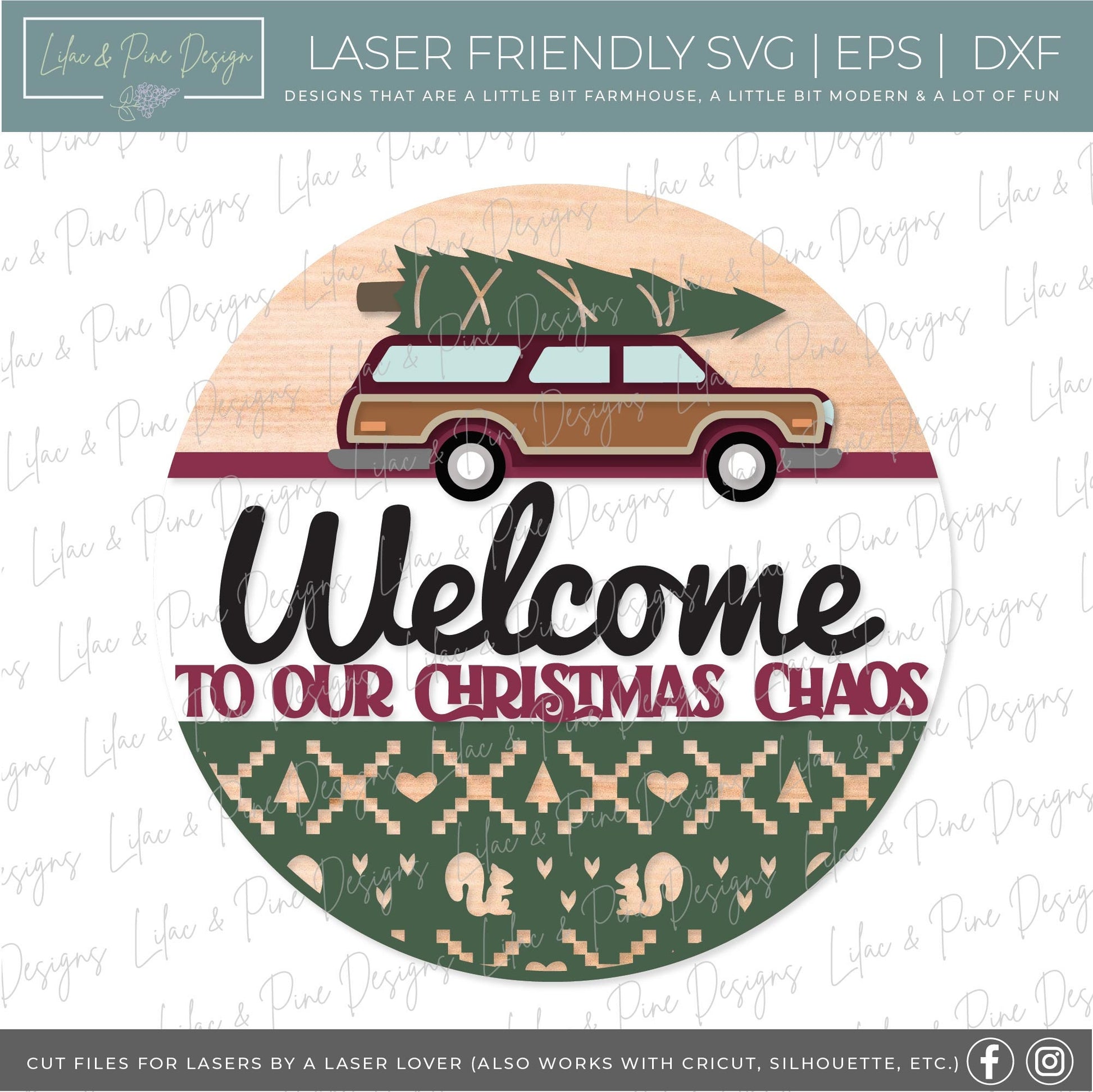 Christmas Chaos sign SVG, Christmas welcome sign SVG, Snarky Christmas door hanger SVG, Funny Christmas sign, Glowforge Svg, laser cut file