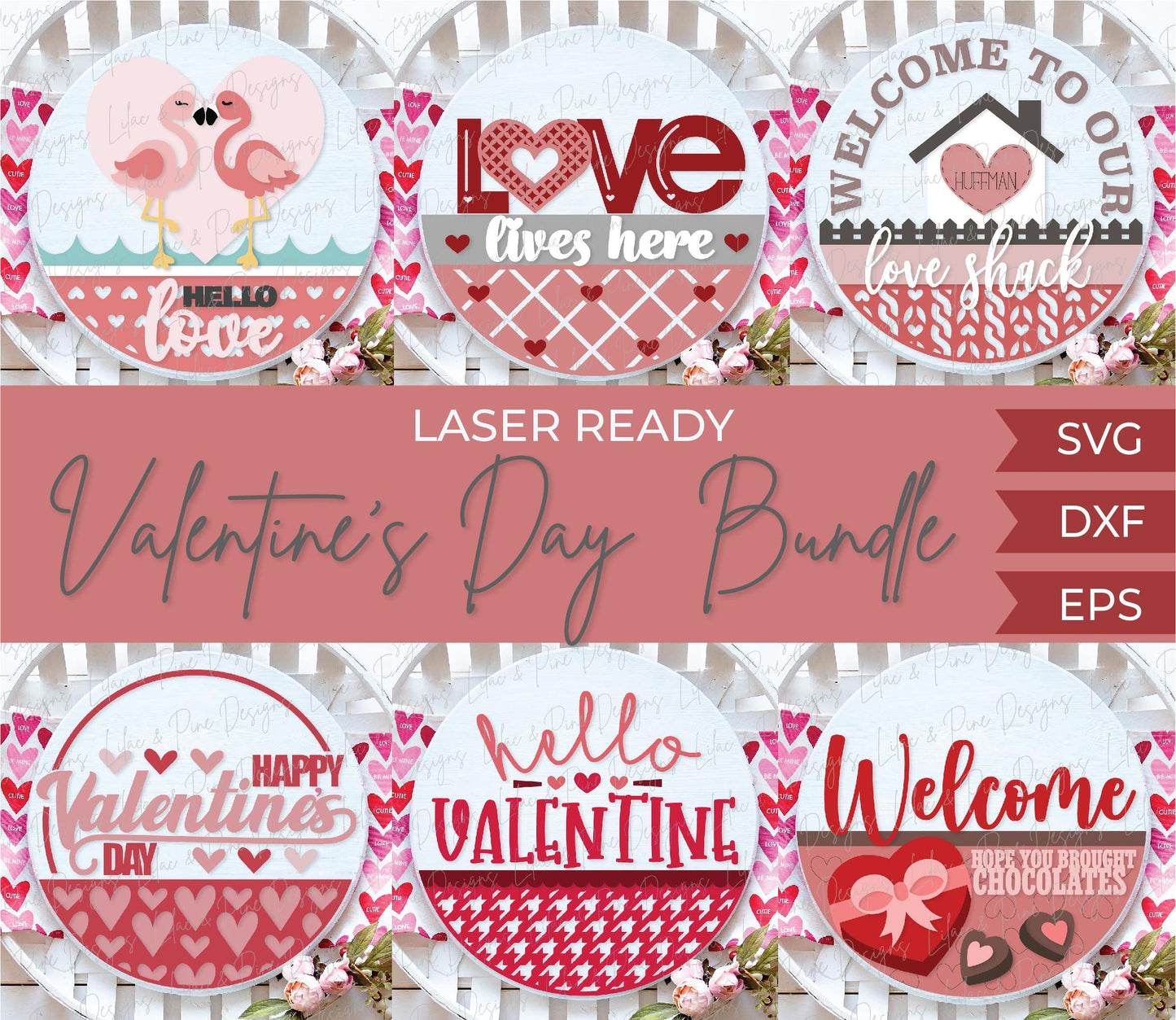Valentine Door Hanger bundle SVG, Valentine sign SVG, Valentine Welcome Sign SVG, hello valentine, love shack, Glowforge Svg, laser cut file