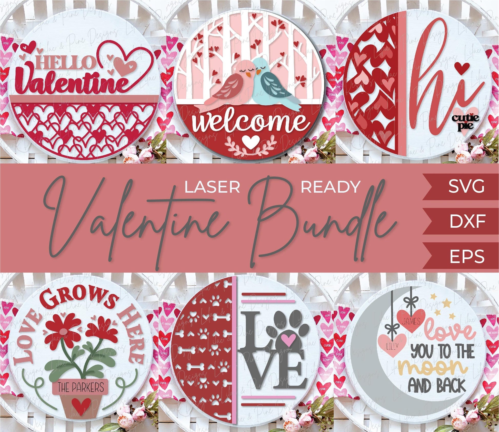 Valentine Door Hanger bundle SVG, Valentine sign SVG, Valentine Welcome Sign, hello valentine SVG, love svg, Glowforge Svg, laser cut file