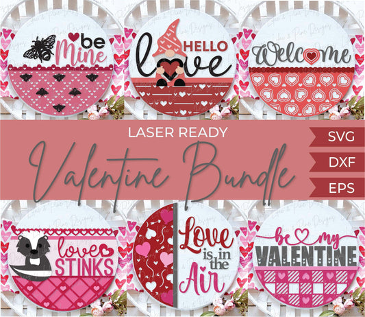 Valentines door hanger bundle, Valentines Day sign bundle SVG, Valentines laser file, love SVG, hearts svg, Glowforge SVG, laser cut file