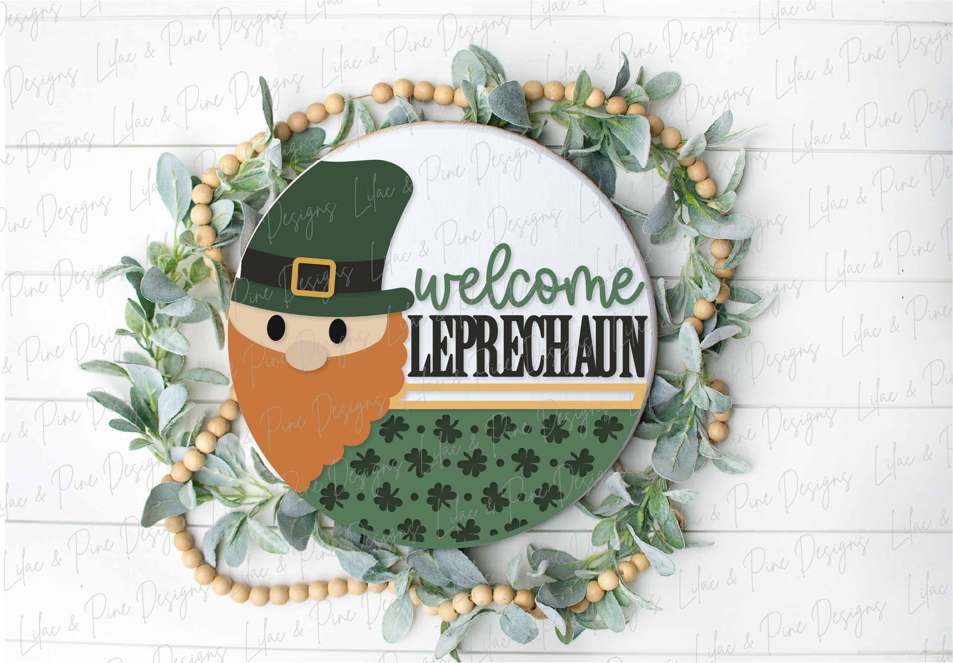 Welcome Leprechaun SVG, St Patricks Day door hanger, St Patty's Welcome sign SVG, Shamrock door round svg, Glowforge SVG, laser cut file