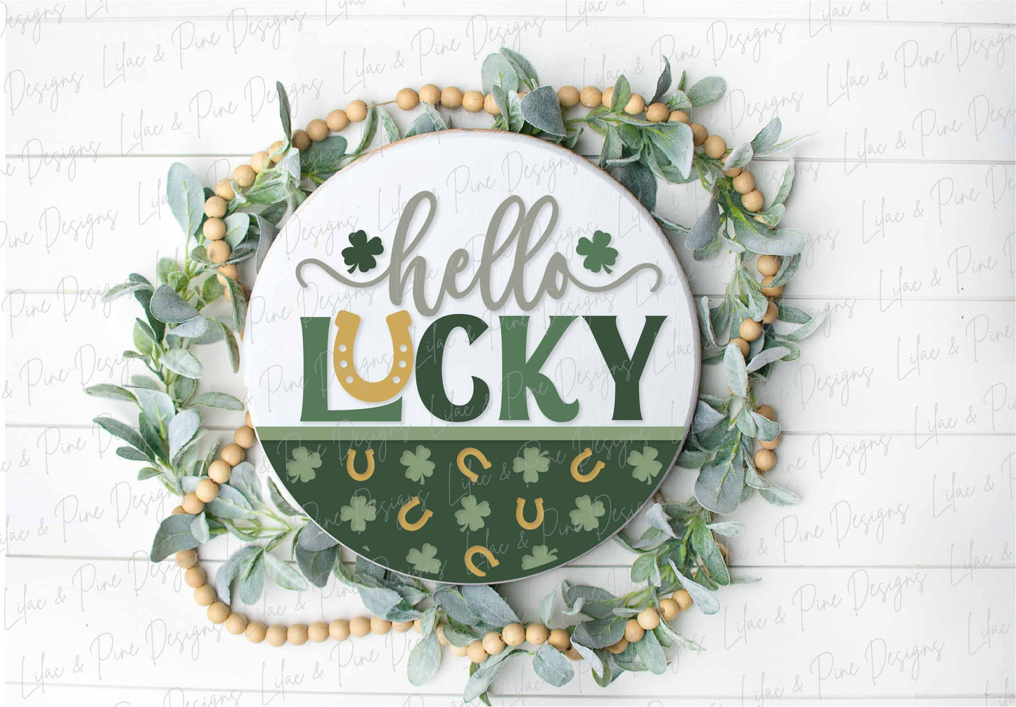 Lucky sign SVG, St Patricks Day door hanger, Shamrock Welcome sign SVG, lucky clover door round svg, Glowforge SVG, laser cut file