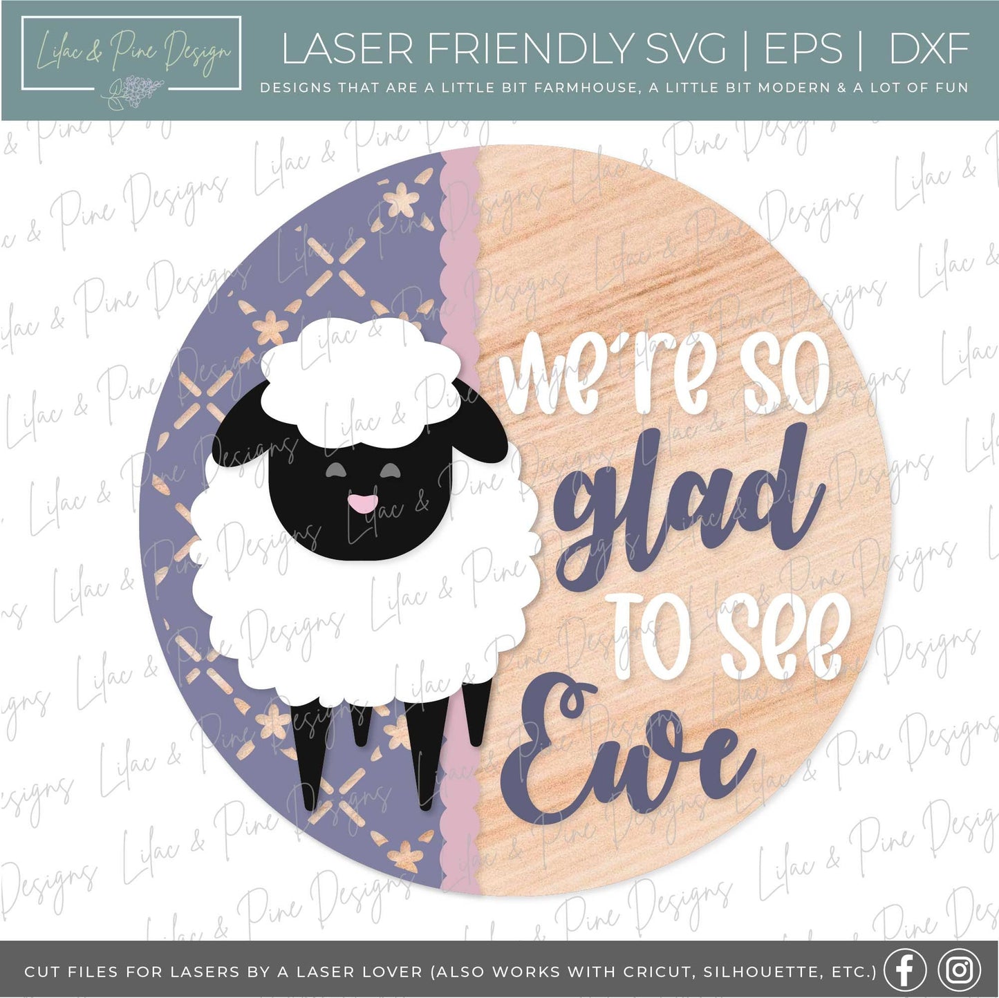 Sheep Welcome sign SVG, Easter lamb door hanger, Farmhouse Welcome sign SVG, Farmhouse decor, Spring wall art, Glowforge SVG, laser cut file