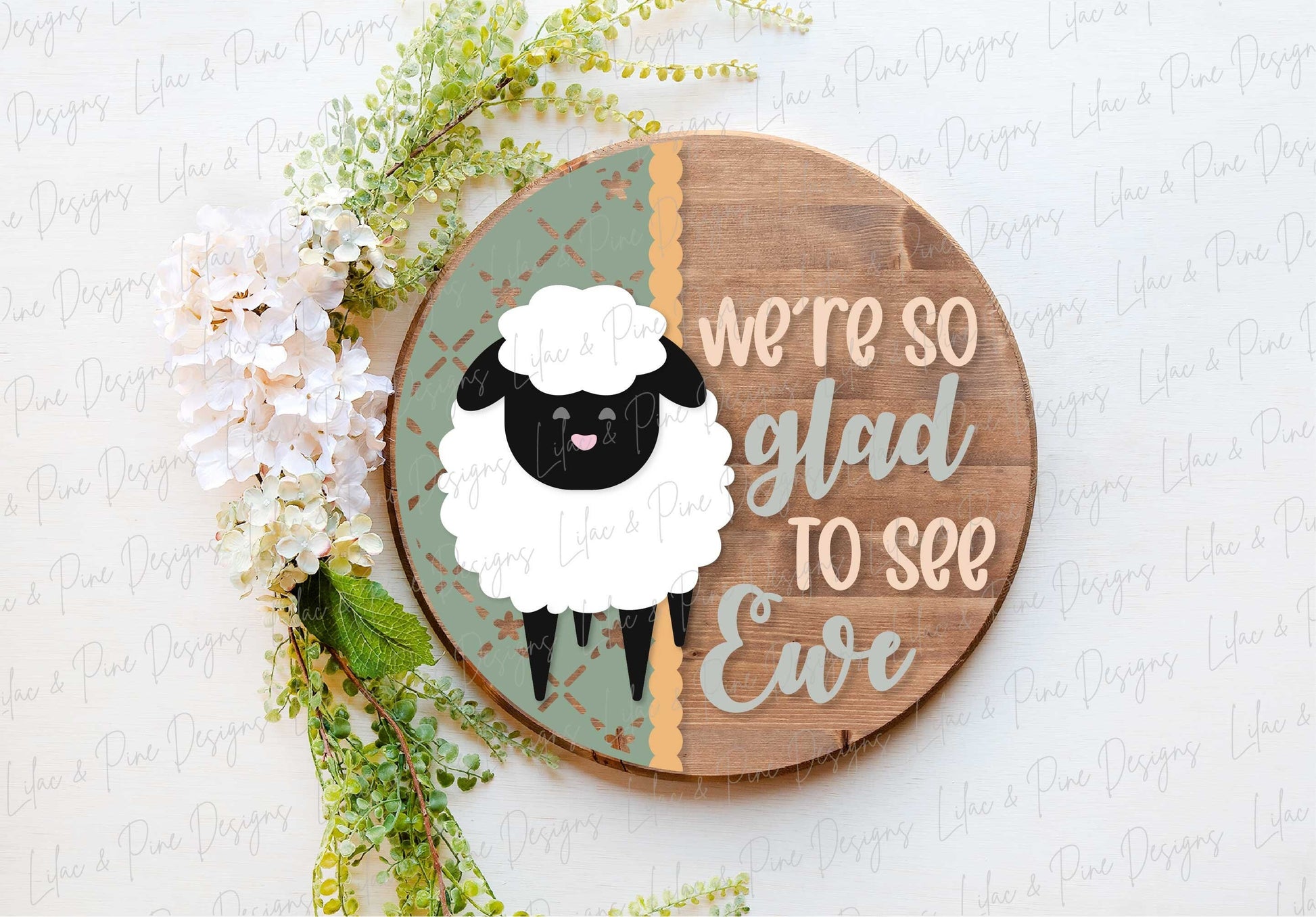 Sheep Welcome sign SVG, Easter lamb door hanger, Farmhouse Welcome sign SVG, Farmhouse decor, Spring wall art, Glowforge SVG, laser cut file