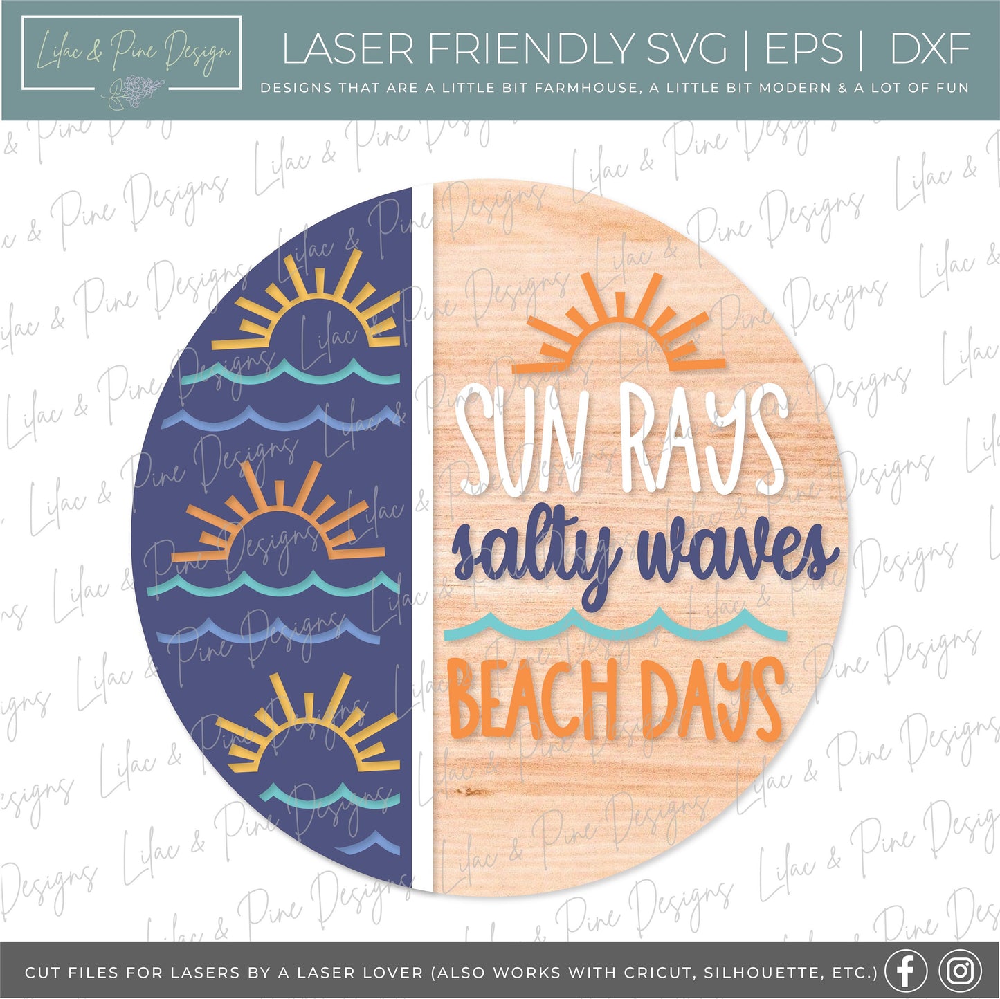 Beach Waves sign SVG, Beach days sign, summer welcome sign SVG, Beach door hanger, summer svg, beach decor, Glowforge SVG, laser cut file