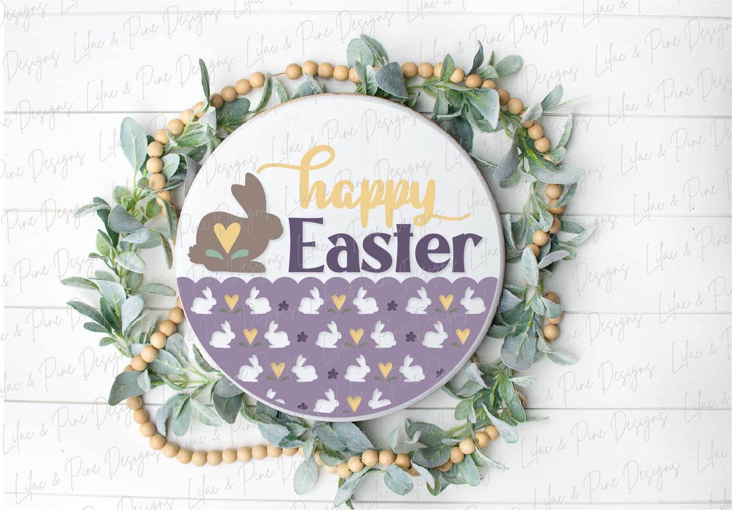 happy Easter sign SVG, Easter bunny door hanger, Easter Welcome sign SVG, cottage core Easter decor, Glowforge SVG, laser cut file