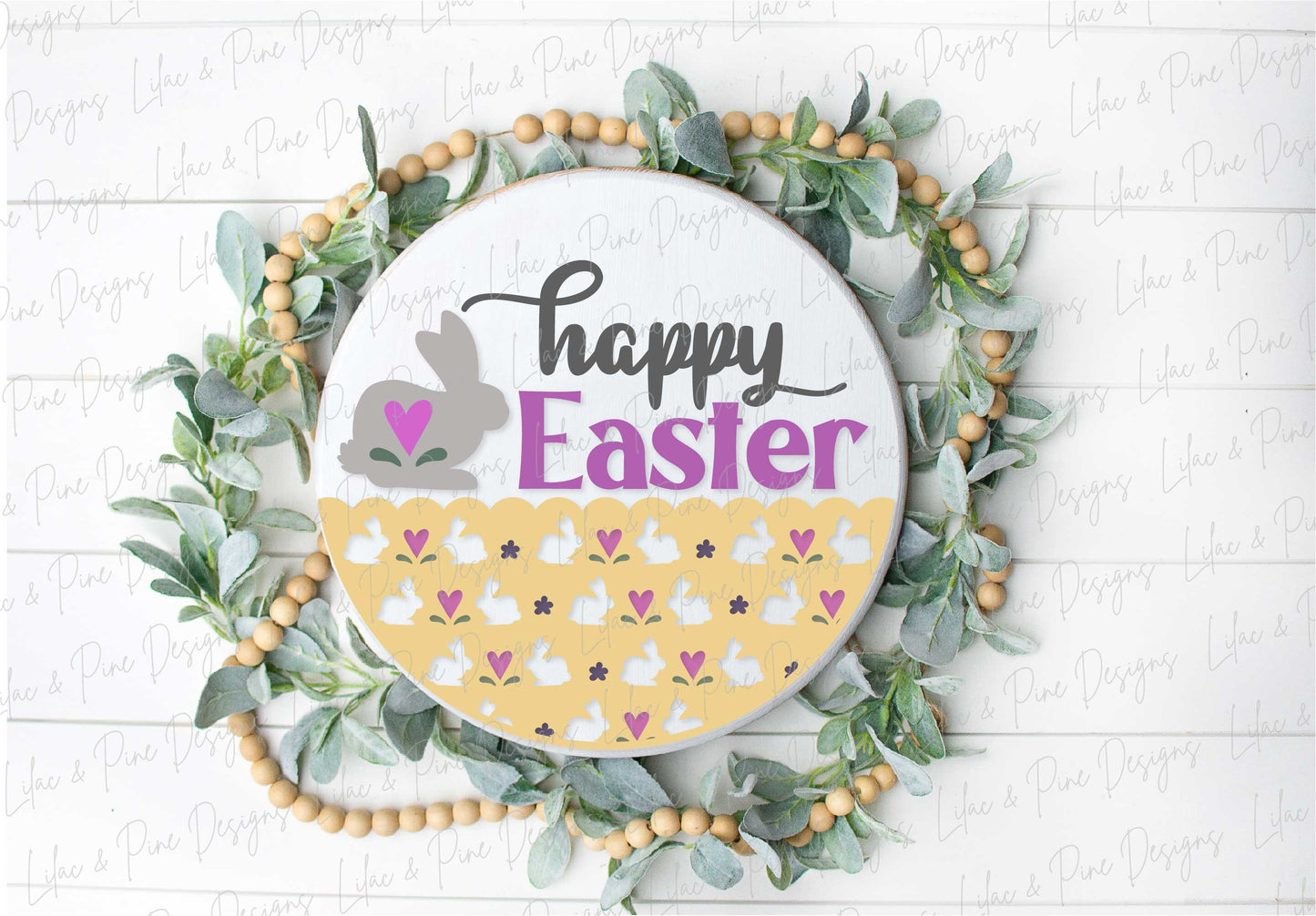 happy Easter sign SVG, Easter bunny door hanger, Easter Welcome sign SVG, cottage core Easter decor, Glowforge SVG, laser cut file