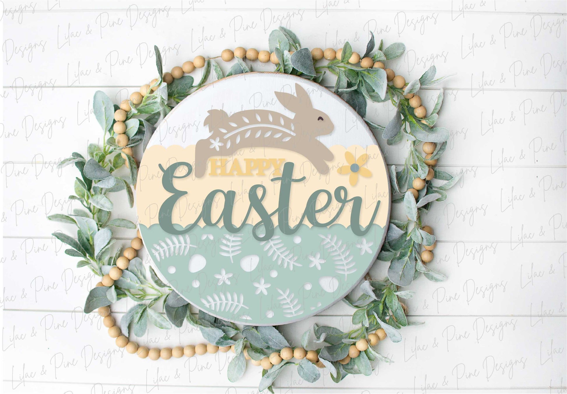 Happy Easter sign SVG, Easter door hanger, Easter Bunny Welcome sign SVG, Easter decor, Cottagecore Easter, Glowforge SVG, laser cut file
