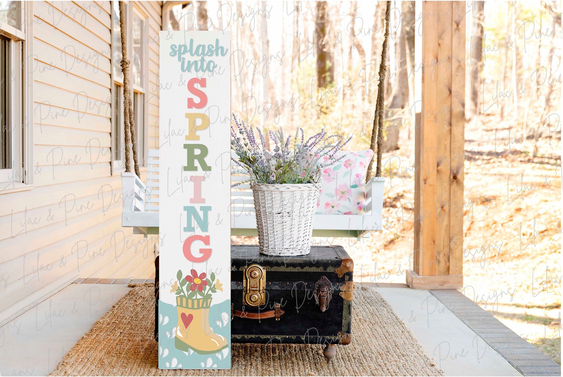 spring porch sign SVG, spring porch leaner, Rain boots welcome sign, spring decor, wellies vertical sign SVG, Glowforge Svg, laser cut file